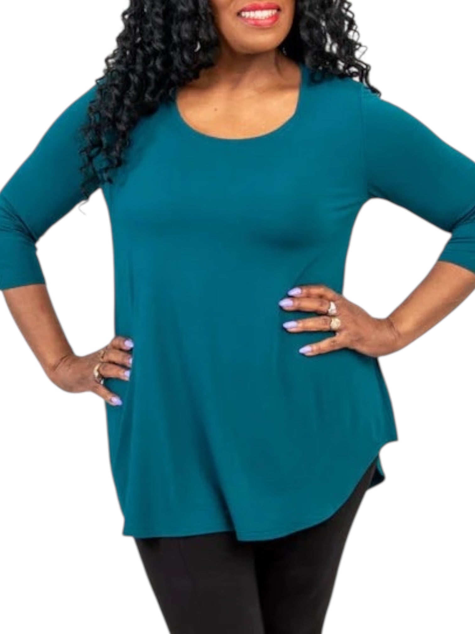 Jazz 3/4 Sleeve Teal Bamboo Top