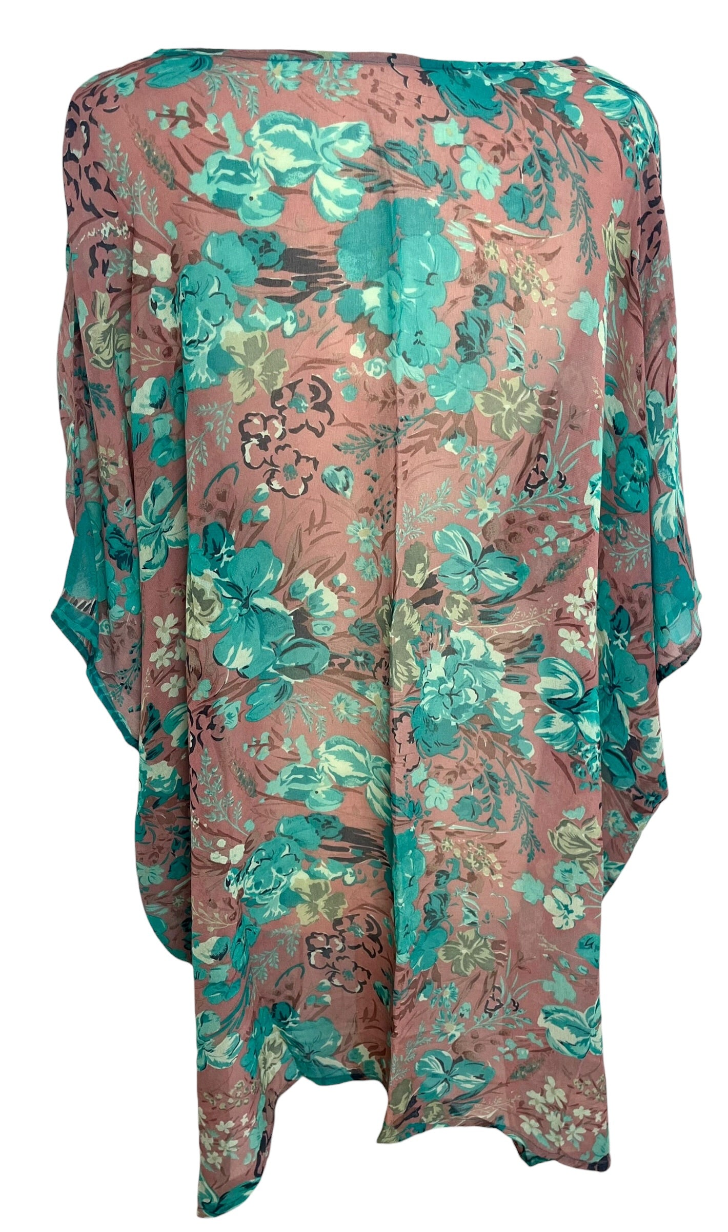 PRG8777 Sheer Avatar Pure Silk Short Kaftan Tunic with Slits