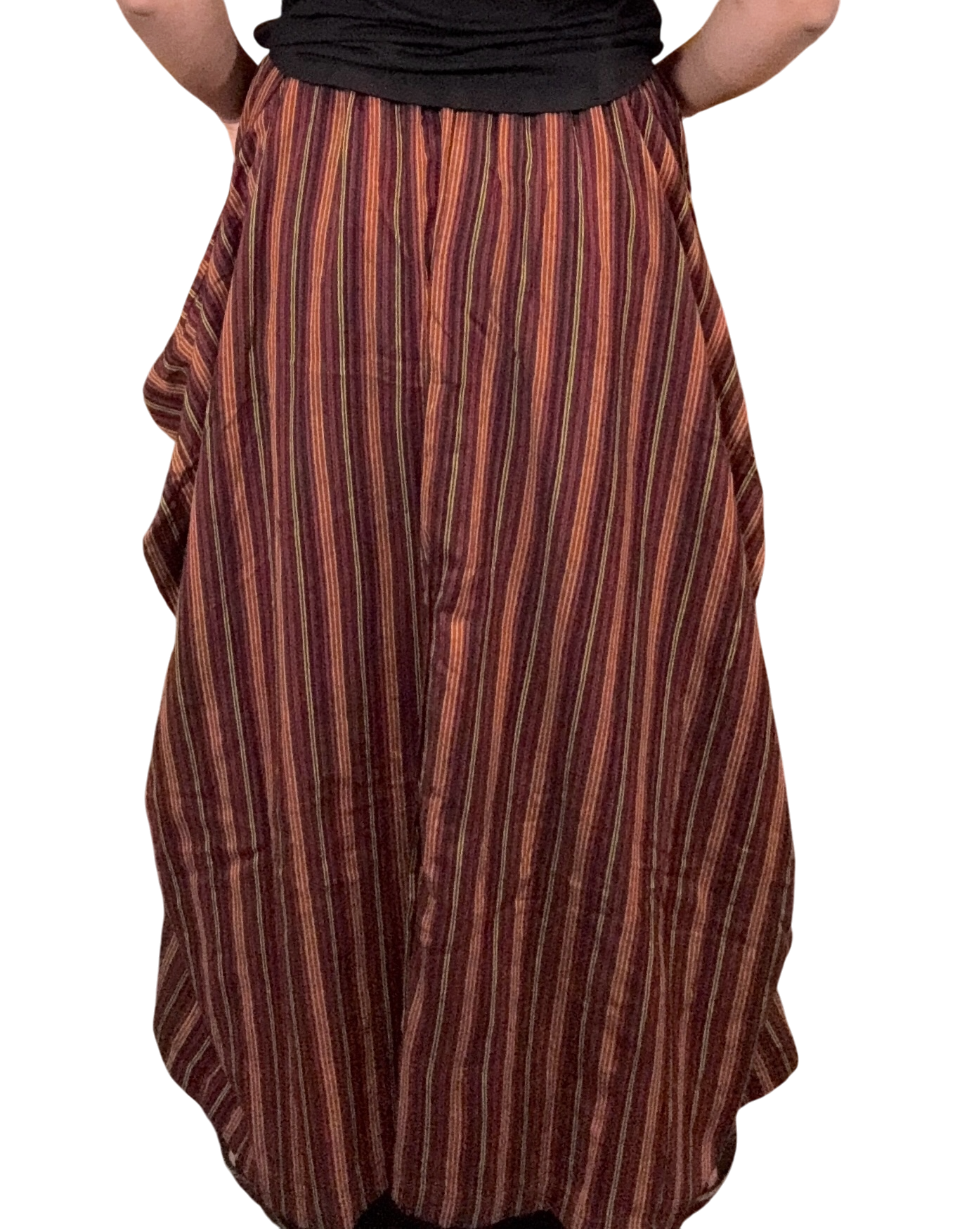 Red Striped Cotton Tashi Versatile Pants/Skirt