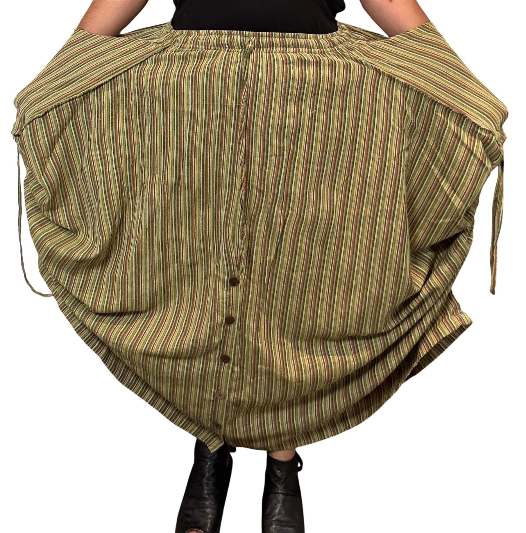 Green Striped Cotton Tashi Versatile Pants/Skirt