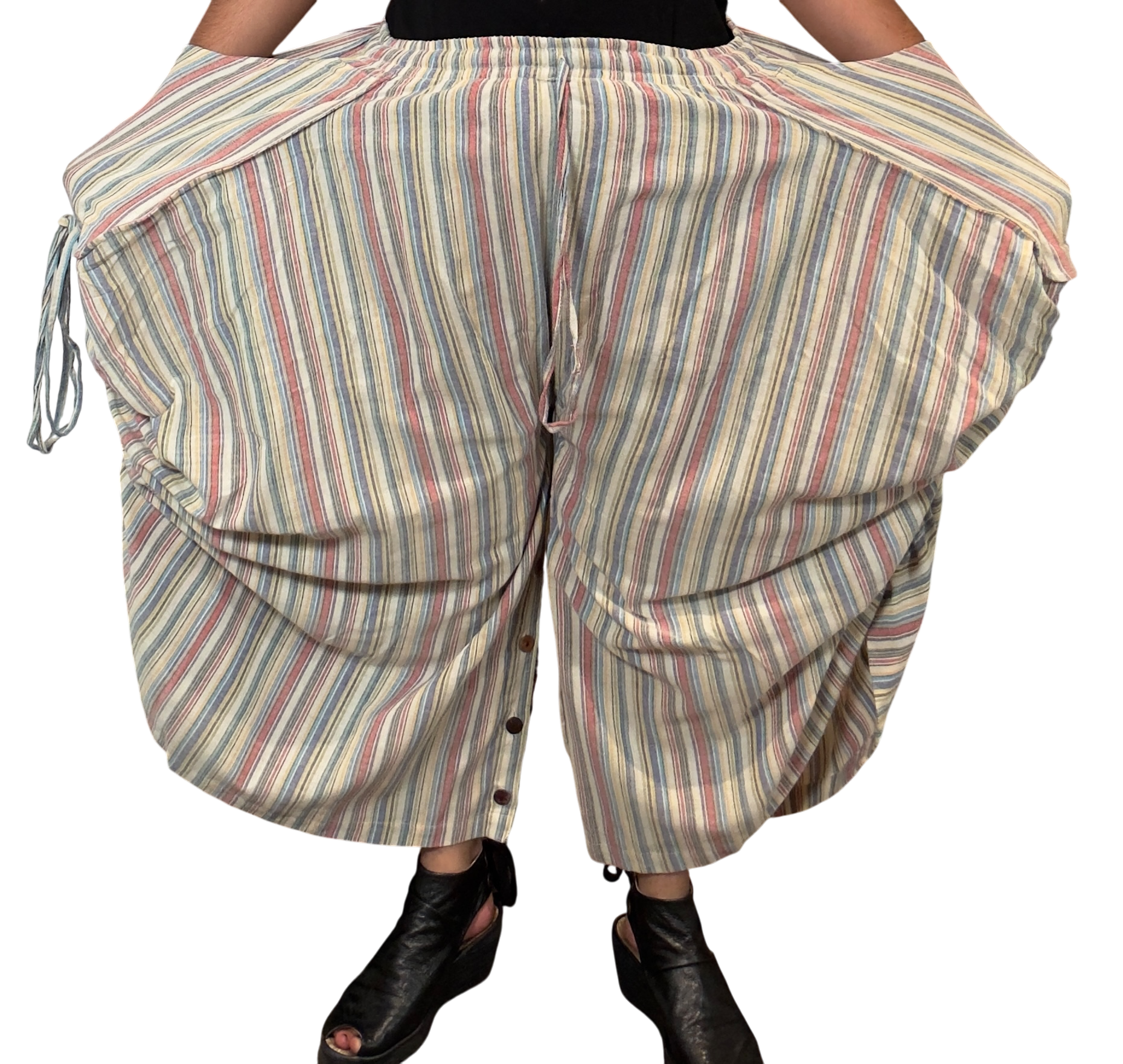 Light Rainbow Striped Cotton Tashi Versatile Pants/Skirt