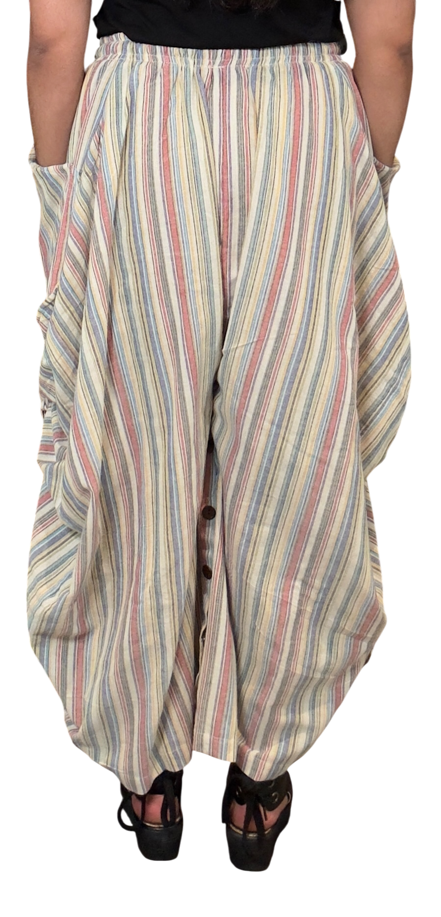 Light Rainbow Stripped Cotton Tashi Versatile Pants/Skirt