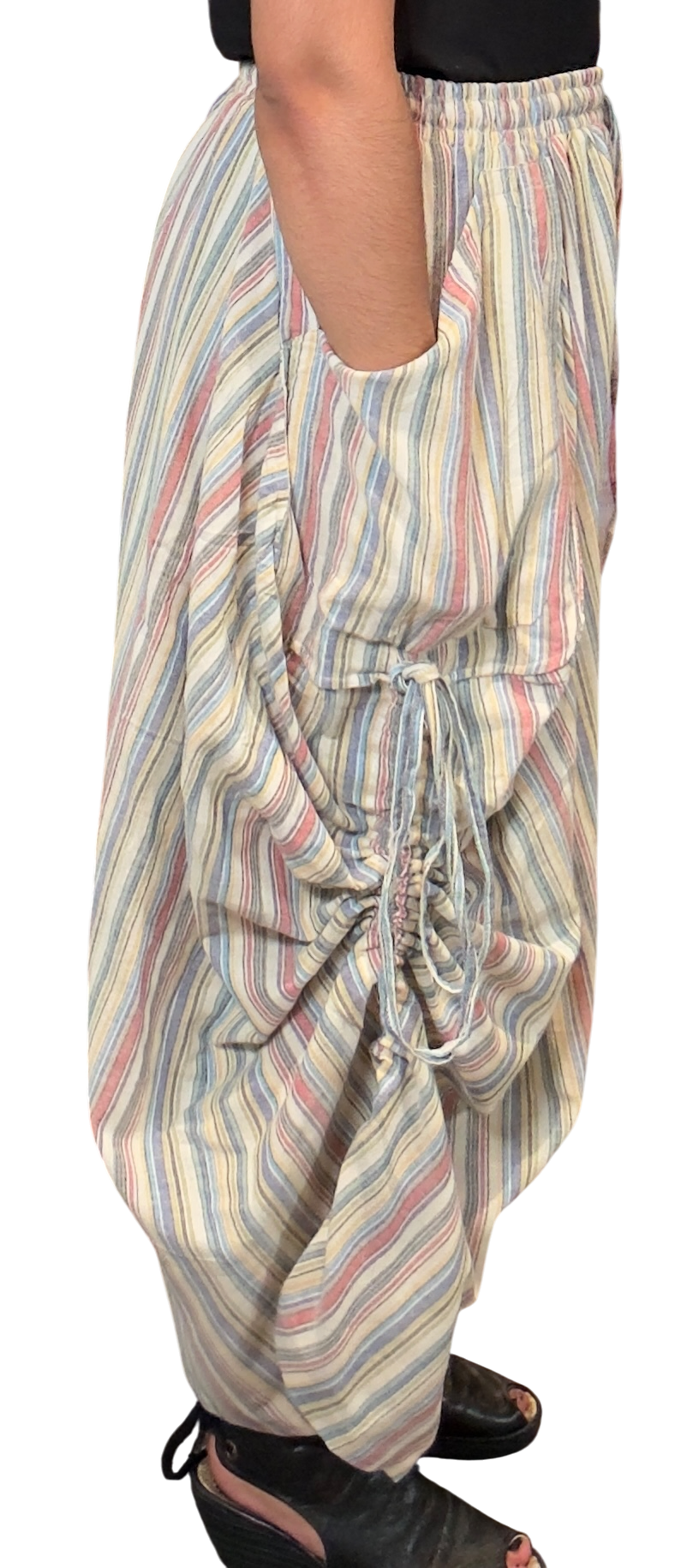 Light Rainbow Striped Cotton Tashi Versatile Pants/Skirt