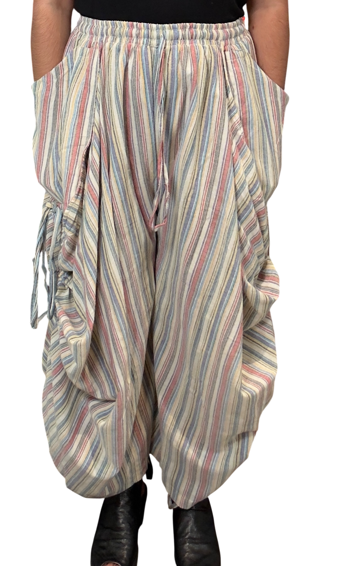 Light Rainbow Stripped Cotton Tashi Versatile Pants/Skirt