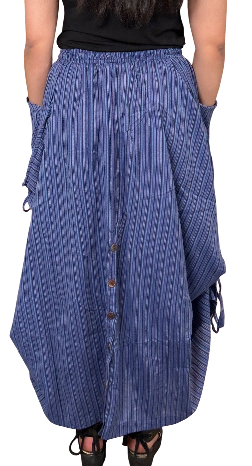 Blue Stripped Cotton Tashi Versatile Pants/Skirt
