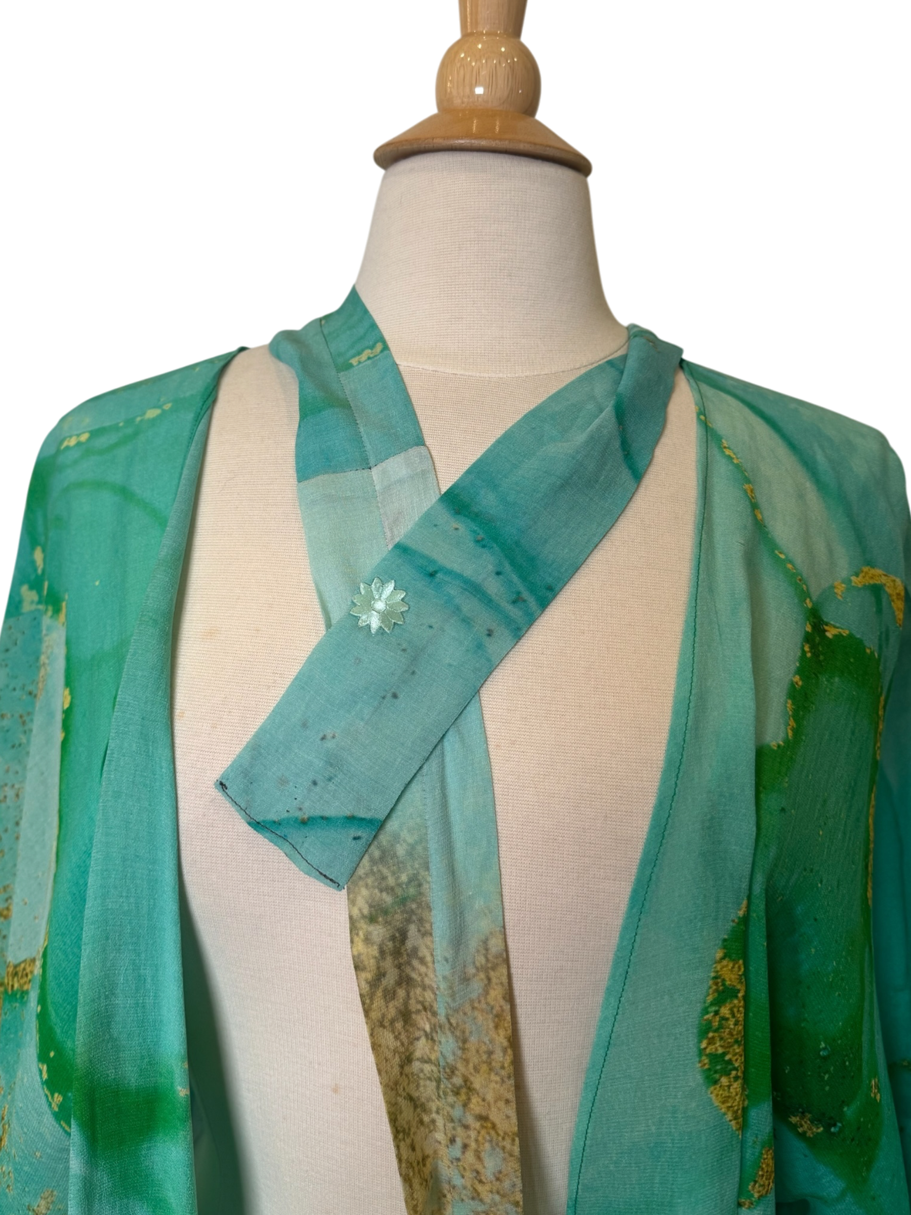 Releases Sunday at 8pm EST PRG9025 Sheer Avatar Pure Silk Kimono-Sleeved Jacket with Belt