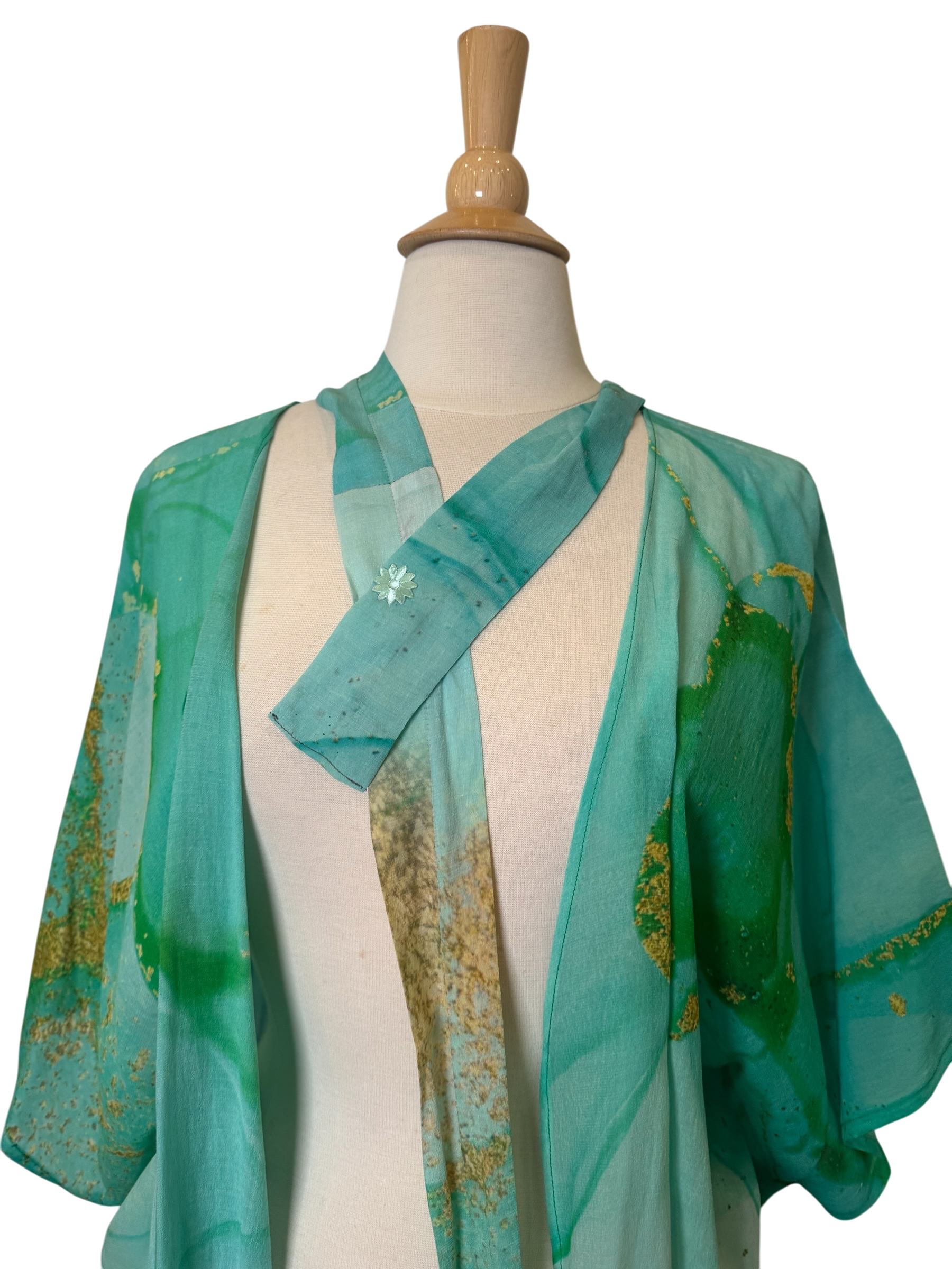 Releases Sunday at 8pm EST PRG9025 Sheer Avatar Pure Silk Kimono-Sleeved Jacket with Belt