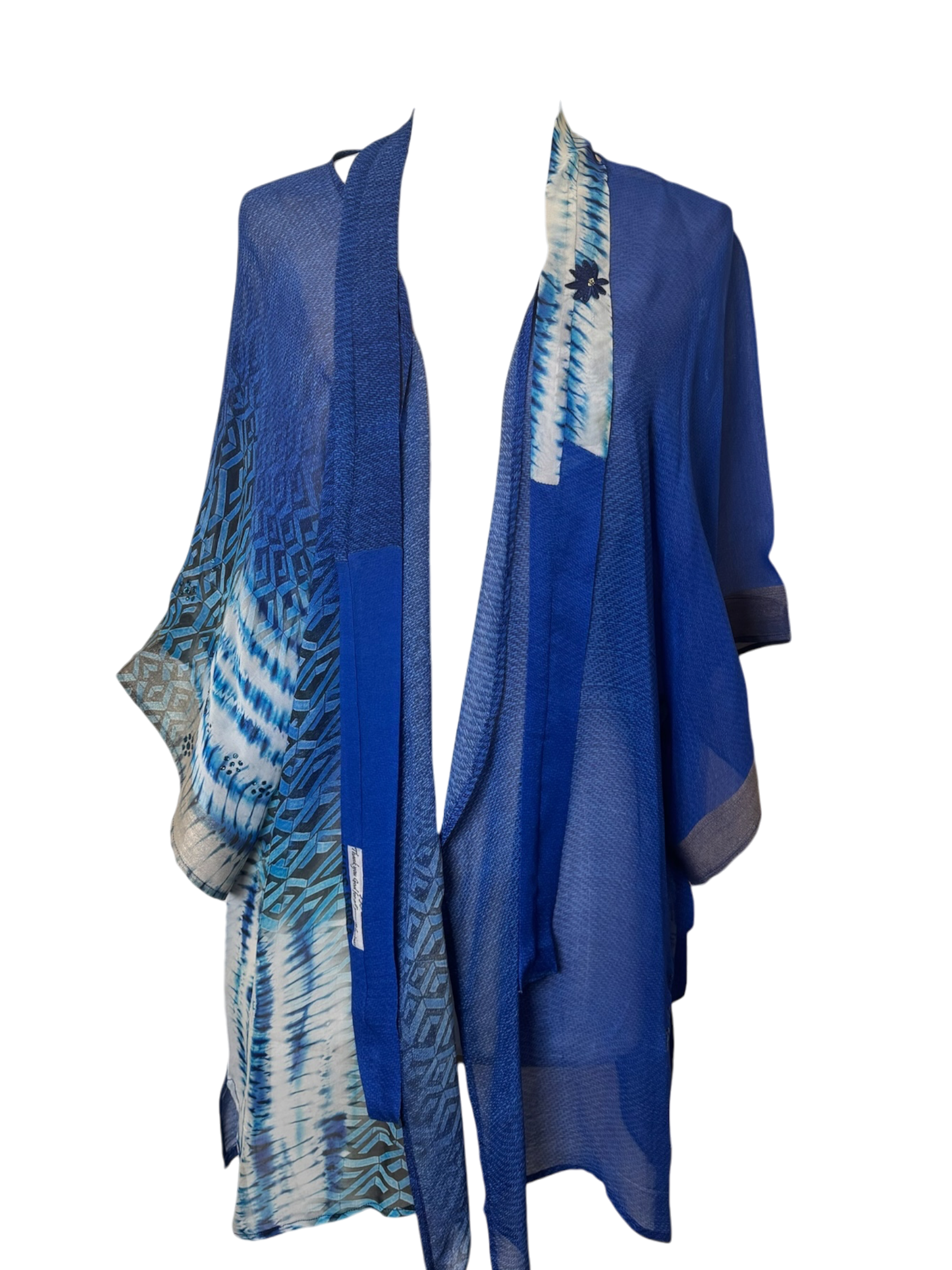 Releases Sunday at 8pm EST PRG9106 Sheer Wabi Sabi Pure Silk Kimono-Sleeved Jacket with Belt