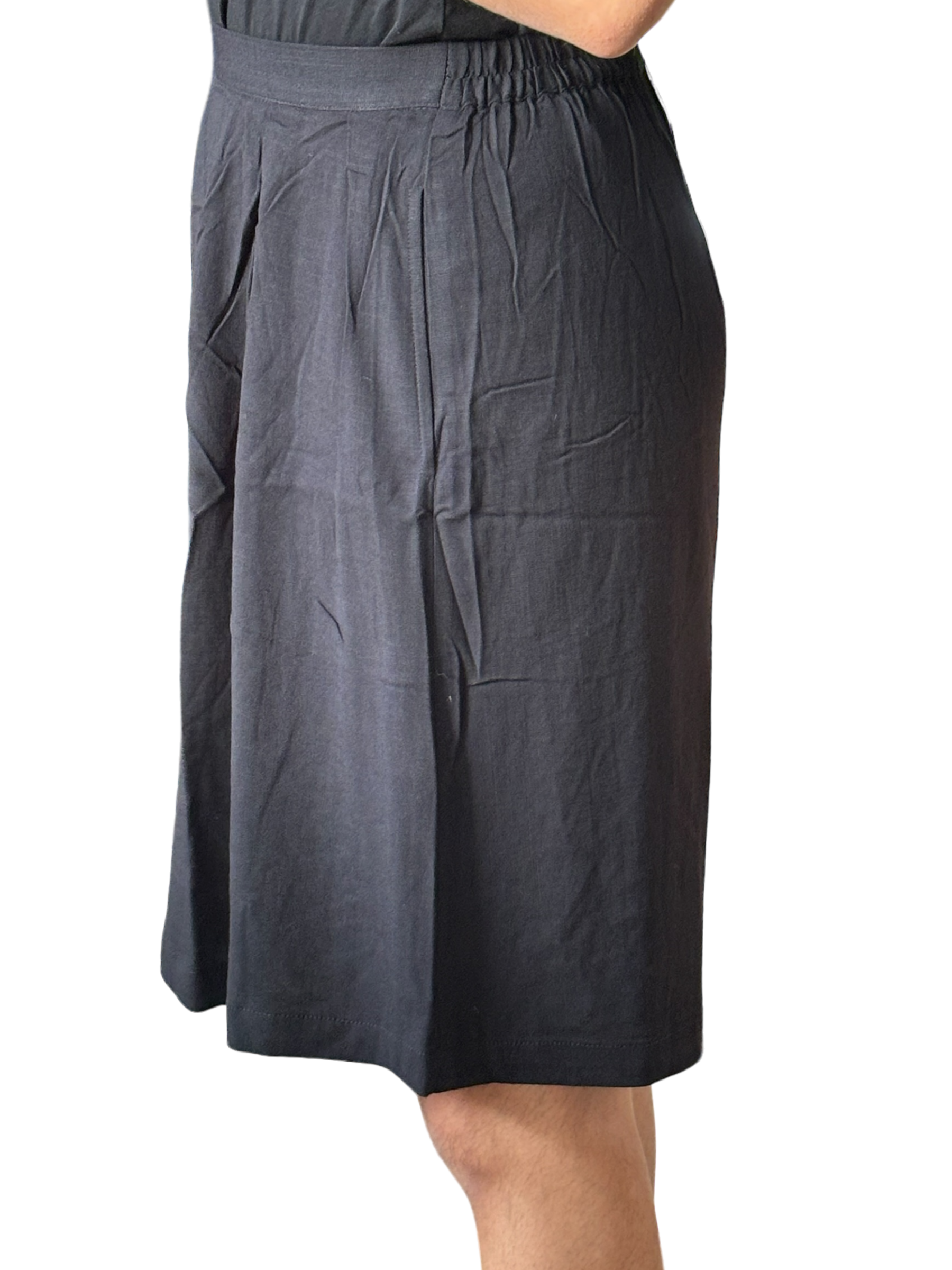Black Velma Bamboo/Linen Shorts by Blue Sky Clothing Co – Handmade ethical Shorts from sariKNOTsari using upcycled silk. Designed in Canada for travel and slow fashion, loved from Toronto to LA to Sydney.