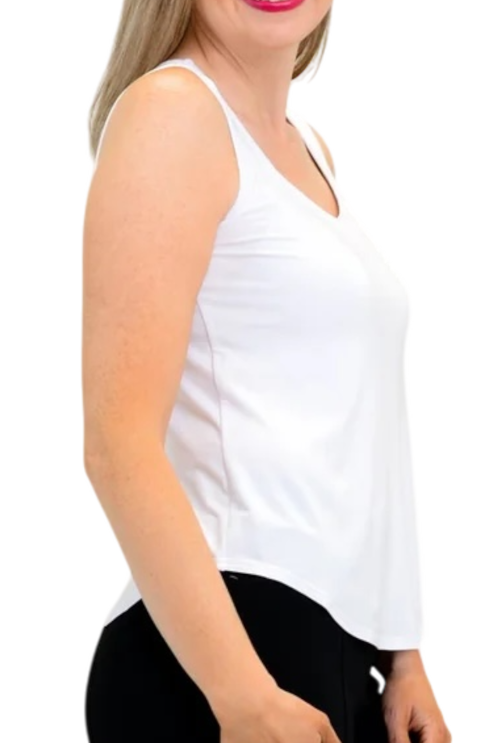Snow White Bamboo Ritzy Tank by Blue Sky Clothing Co – Handmade ethical Tank Top from sariKNOTsari using upcycled silk. Designed in Canada for travel and slow fashion, loved from Toronto to LA to Sydney.