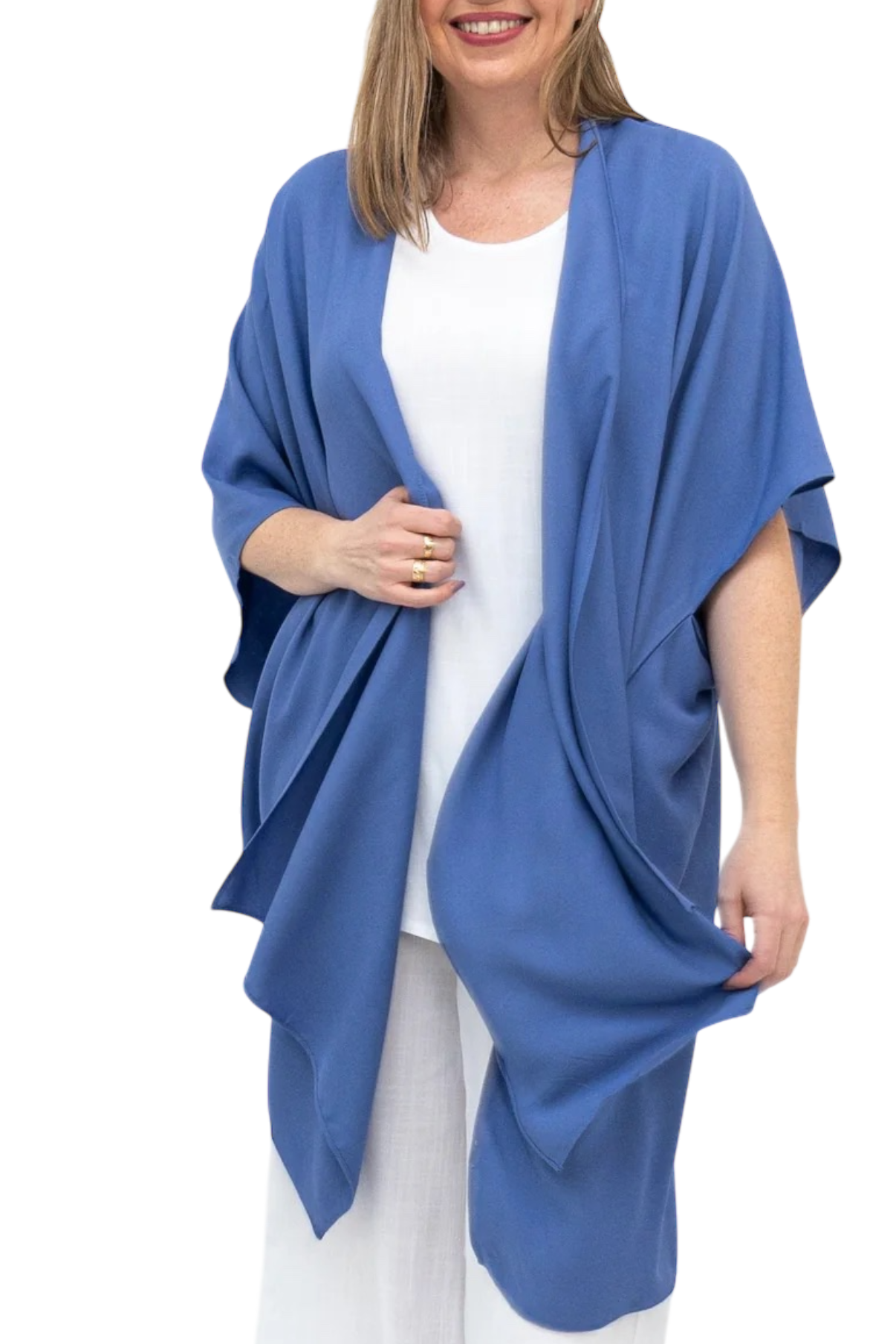 Soft Periwinkle Lightweight Open Darcy Cardigan by Blue Sky Clothing Co – Handmade ethical Topper from sariKNOTsari using upcycled silk. Designed in Canada for travel and slow fashion, loved from Toronto to LA to Sydney. Featuring Zsiska, Bryn Walker and Artisan Leather coats by Rejean Pepin, Pepin designs