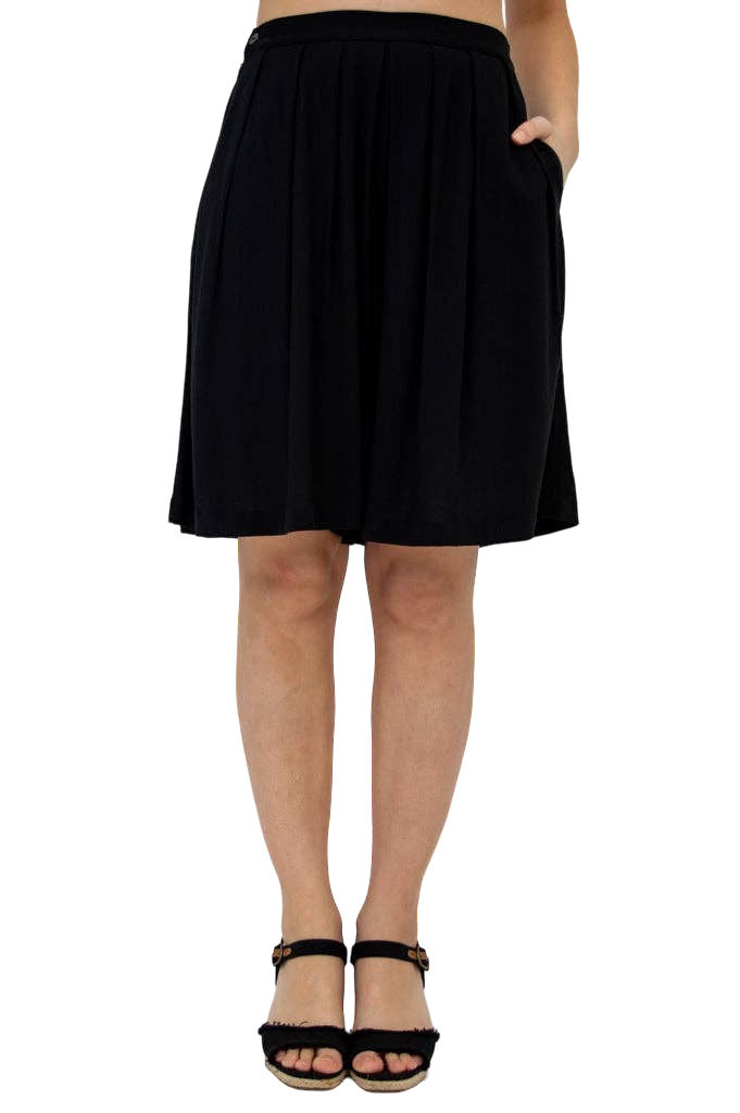 Black Velma Bamboo/Linen Shorts by Blue Sky Clothing Co – Handmade ethical Shorts from sariKNOTsari using upcycled silk. Designed in Canada for travel and slow fashion, loved from Toronto to LA to Sydney.