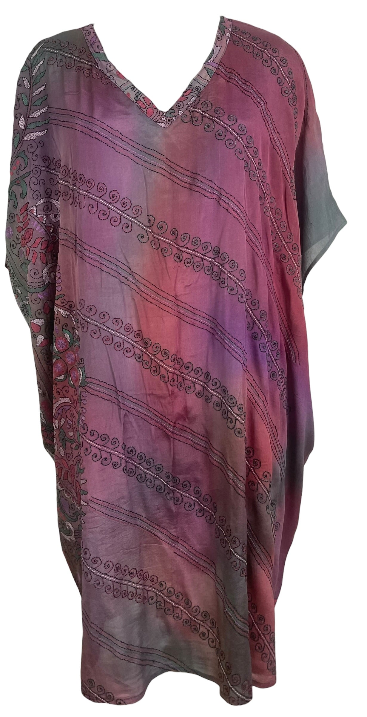 PRC8888 Wabi Sabi Pure Silk Midi Length Kaftan