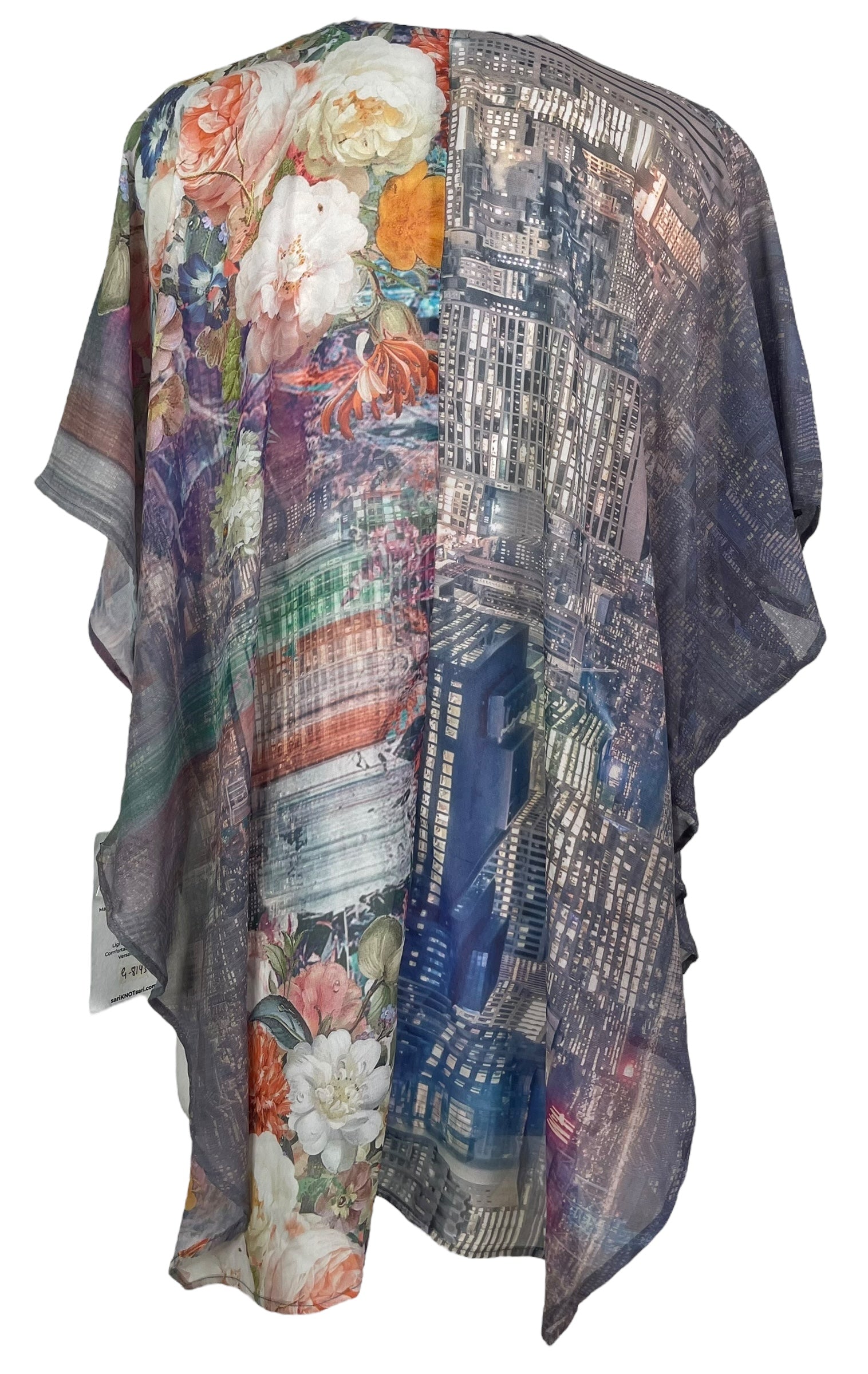 PREVIEW PRG8143 Sheer Avatar Pure Silk Waterfall Top by FEBRUARY2026 – Handmade ethical Waterfall Top from sariKNOTsari using upcycled silk. Designed in Canada for travel and slow fashion, loved from Toronto to LA to Sydney.