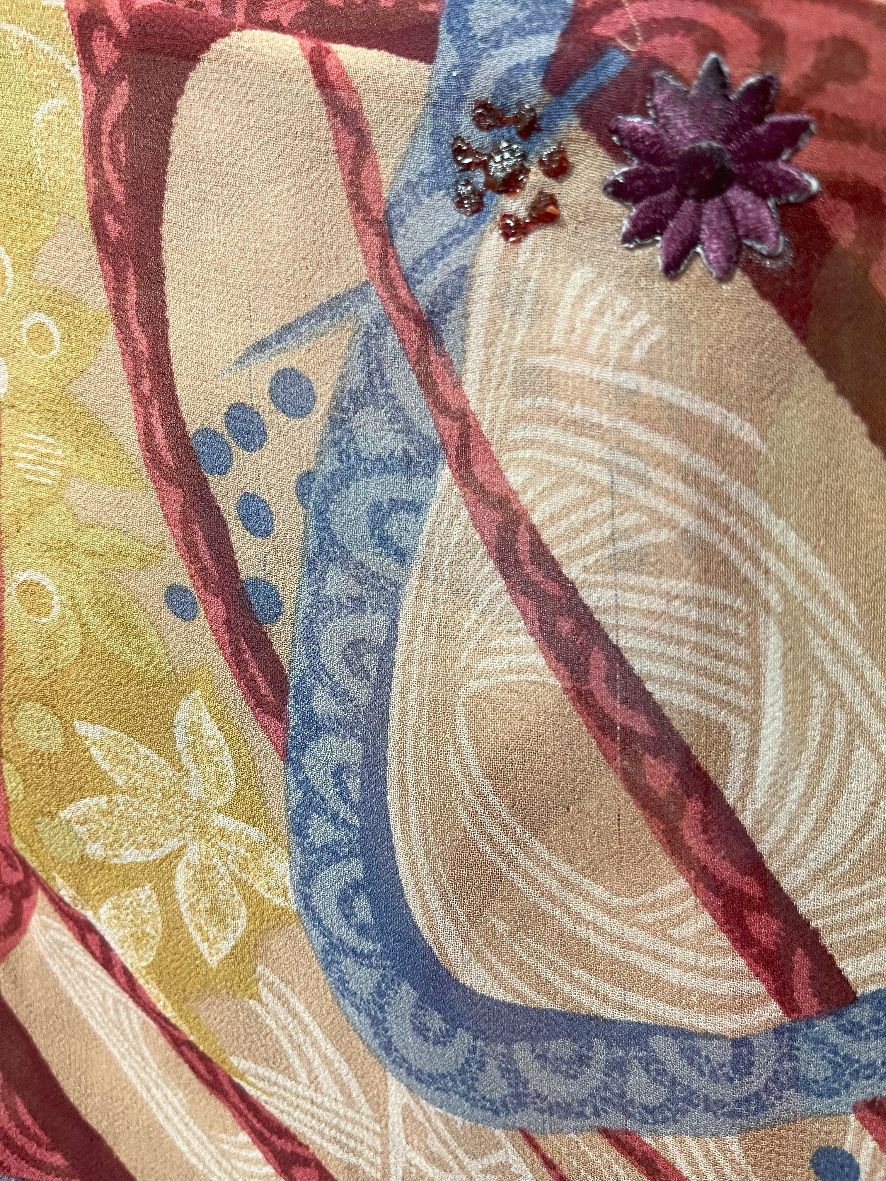 PRG7478 Sheer Wabi Sabi Pure Silk Short Kaftan Tunic with Slits