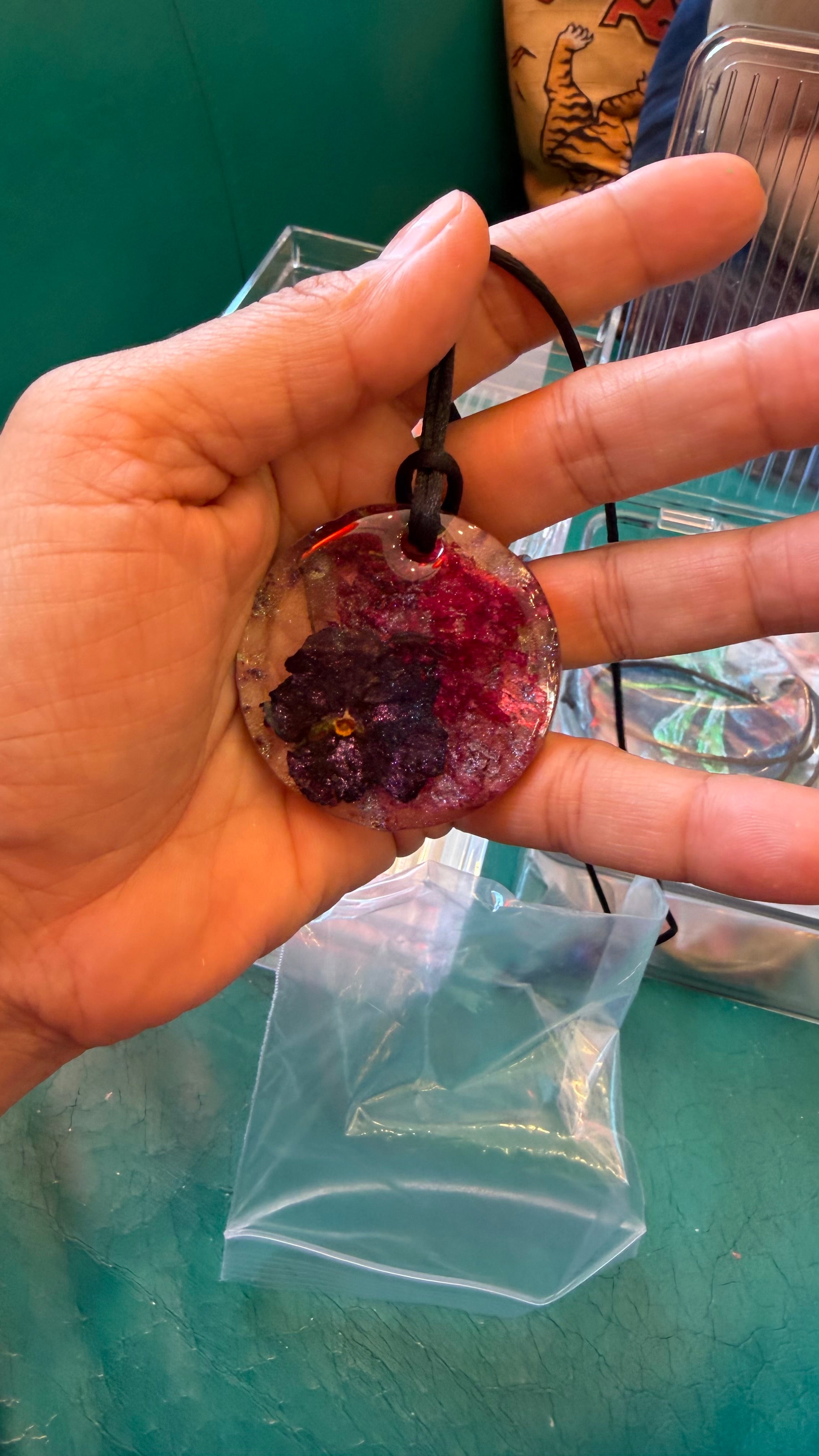 Pansy on Bougainvillea Pendant