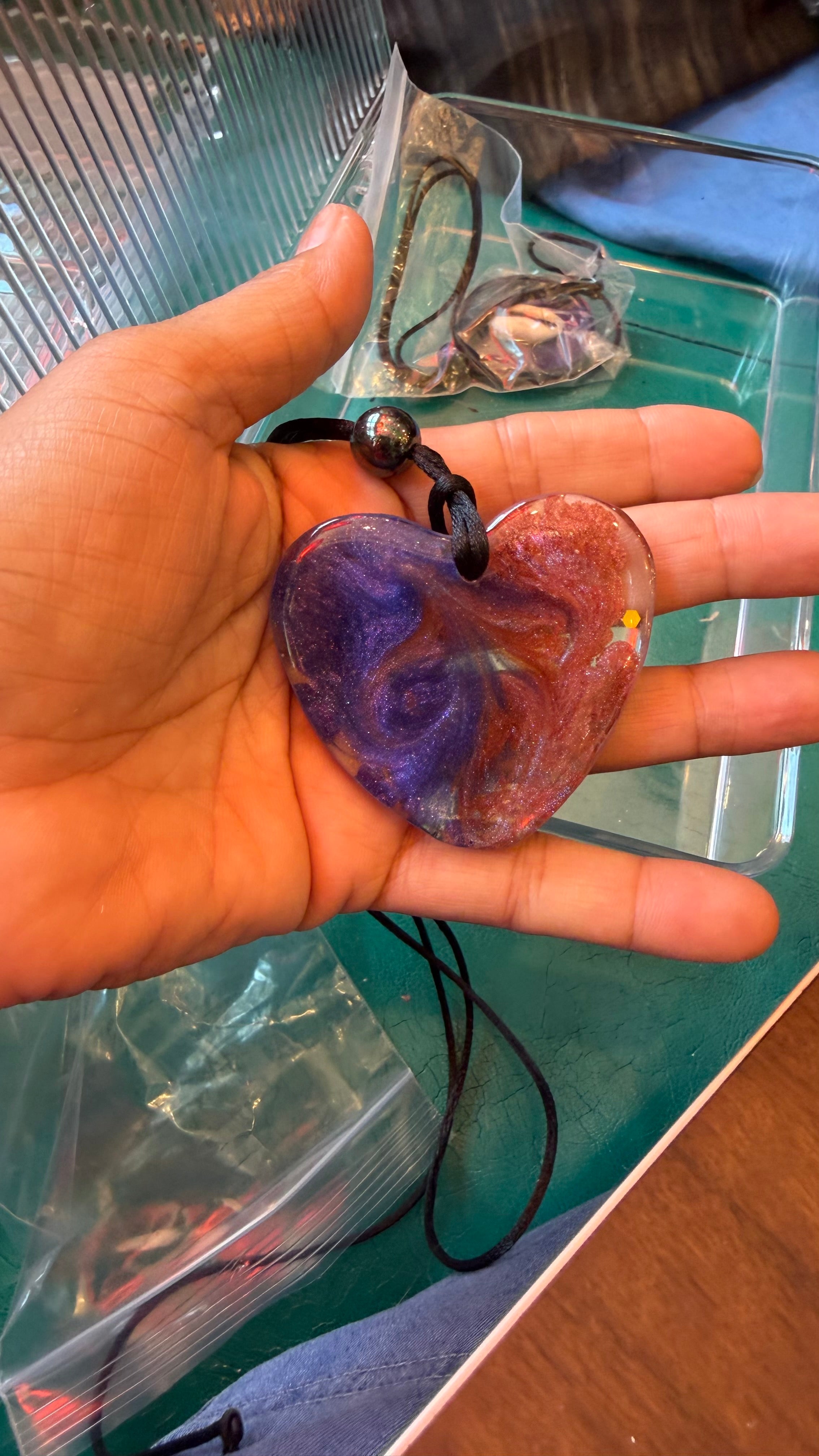 Red and Purple Heart Pendant