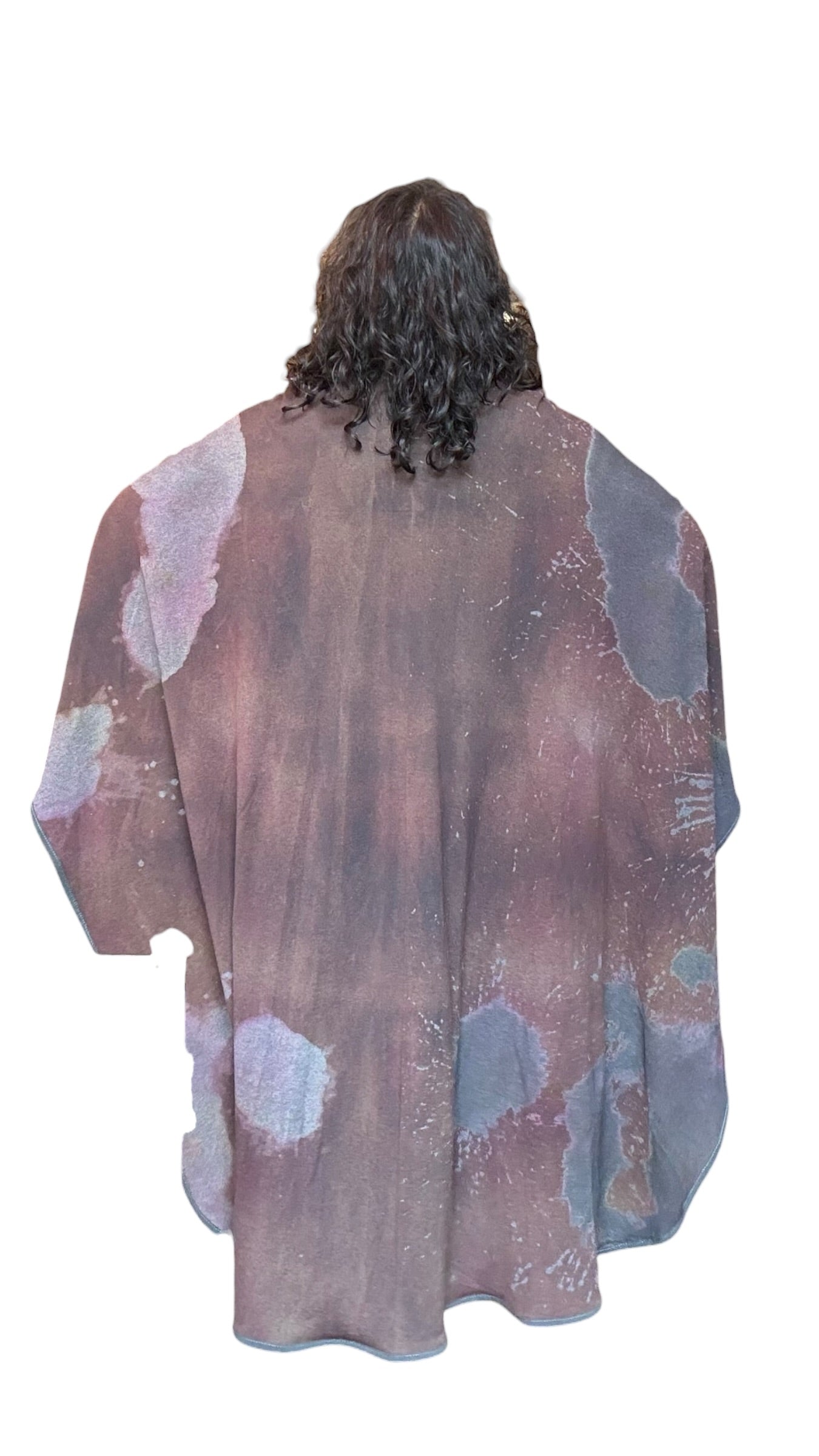Hand-Dyed Full Length Grey and Brown Cotton Cape with Boiled Wool Detail by Pepin Designs #33
