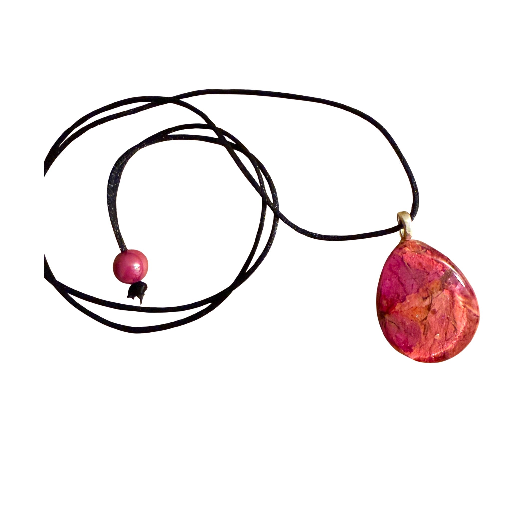Pink and Orange Bougainvillea Teardrop Pendant
