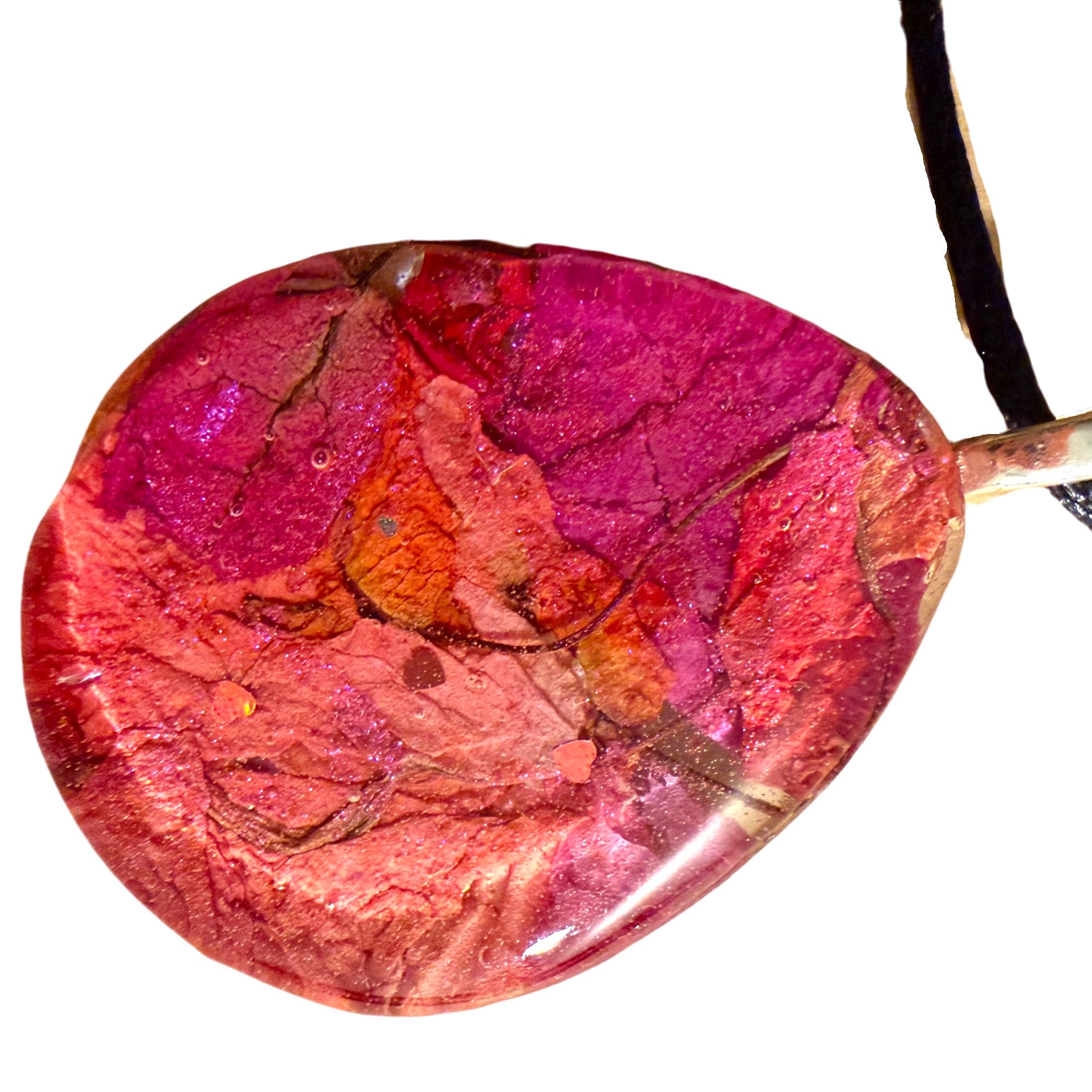 Pink and Orange Bougainvillea Teardrop Pendant