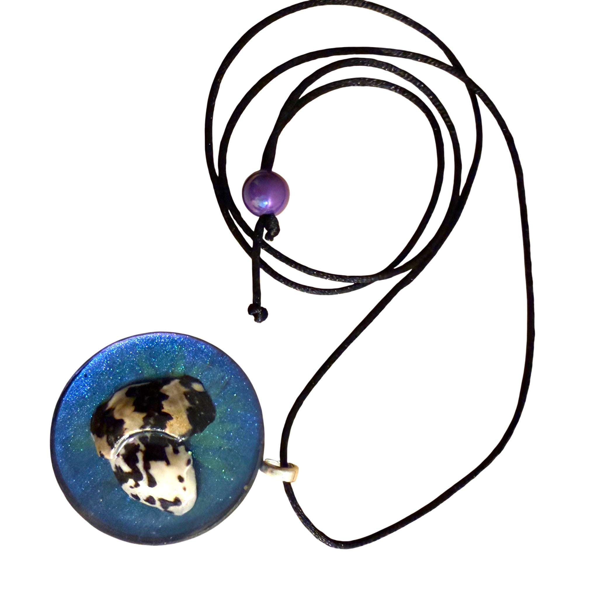 Heart Shell on Blue Pendant