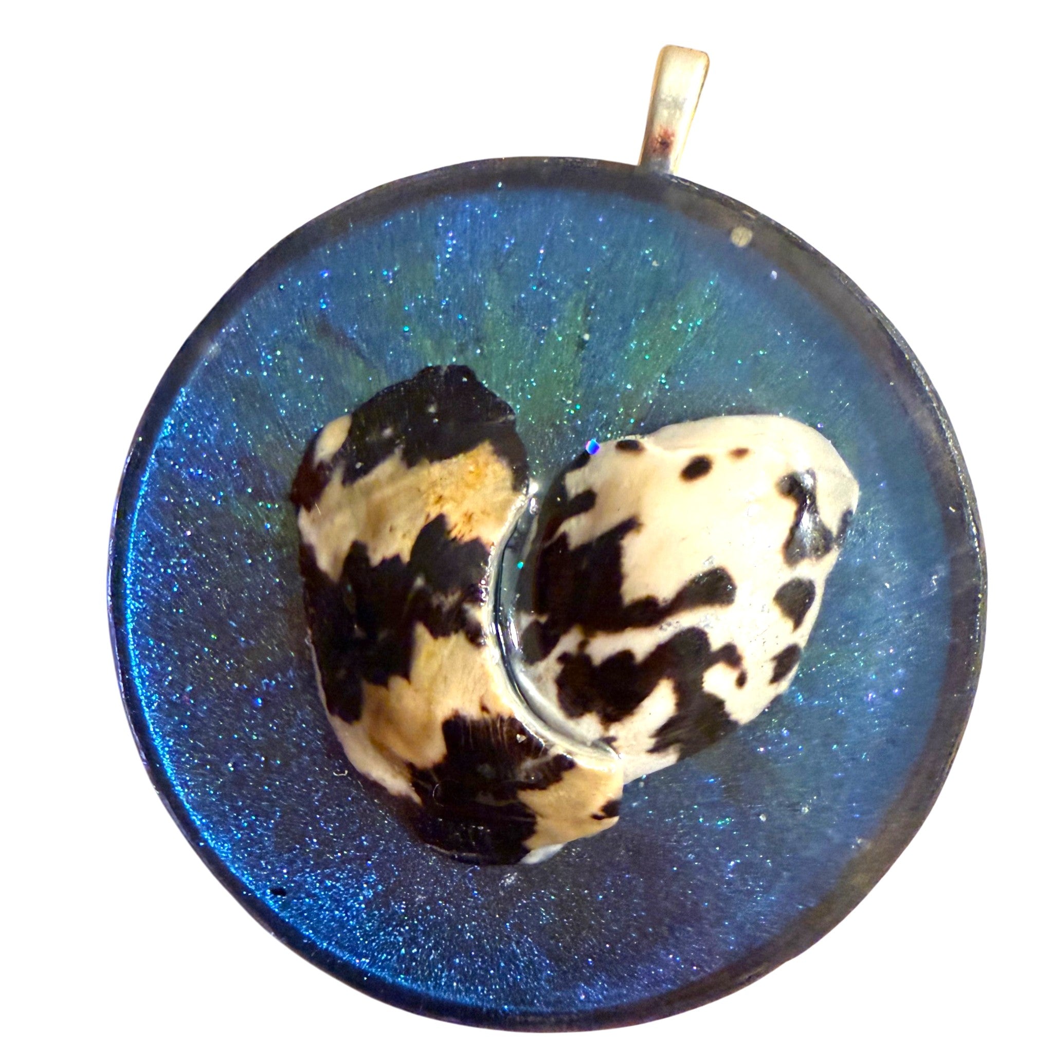 Heart Shell on Blue Pendant