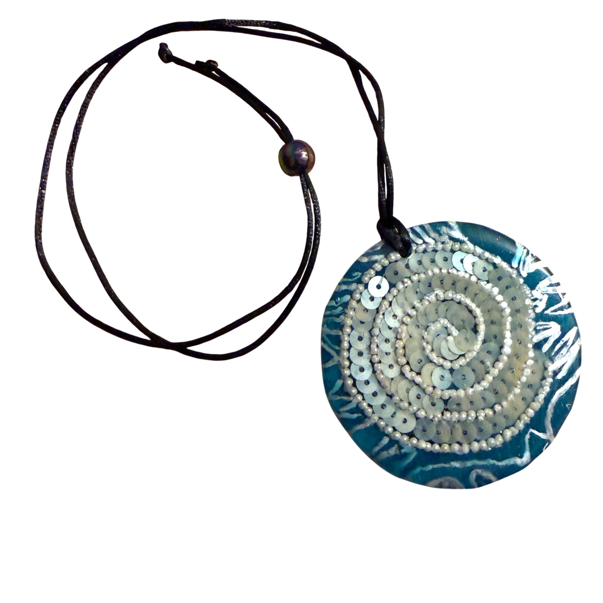 Silver Sequin Sparkle Swirl Pendant