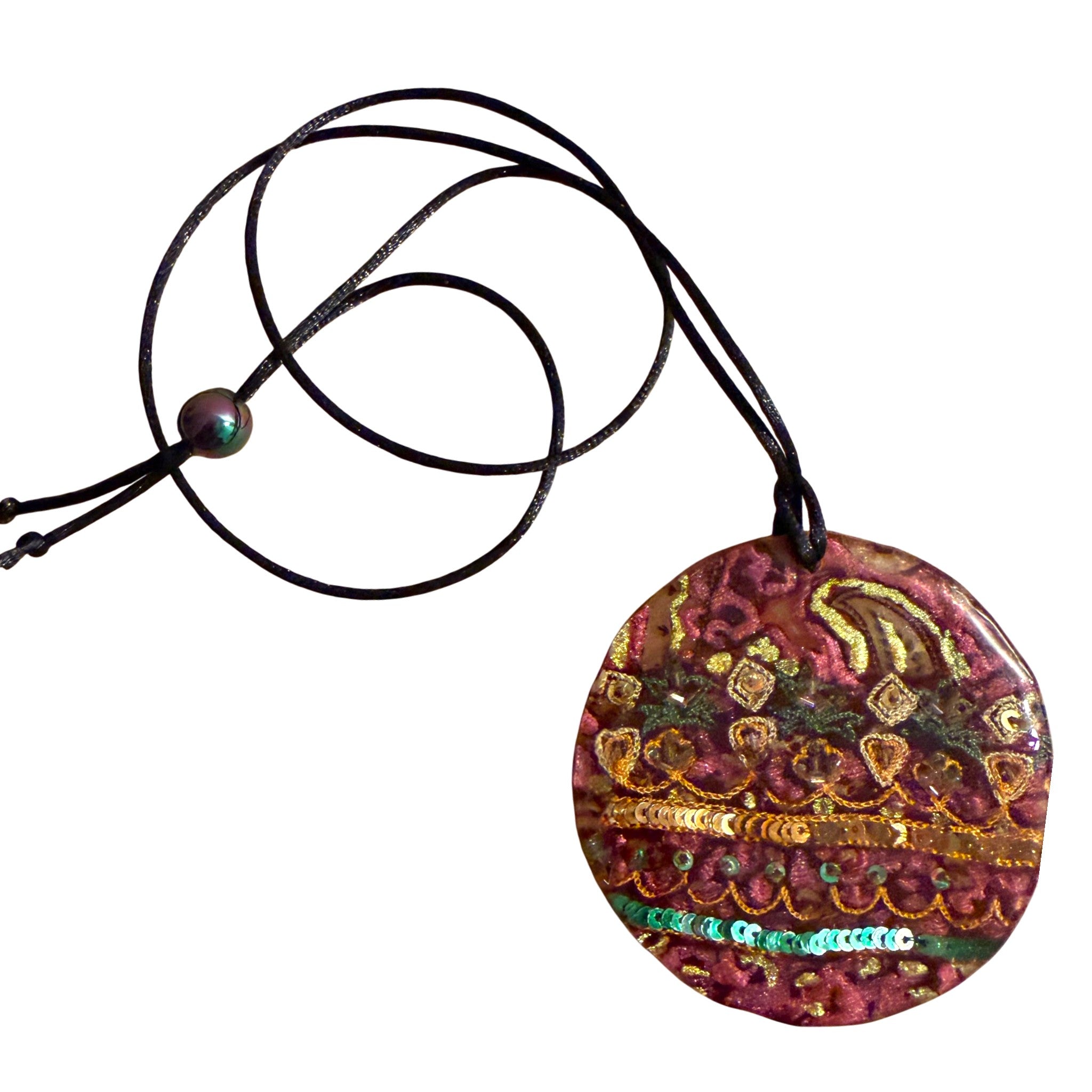 Sequined Garden Burgundy Pendant