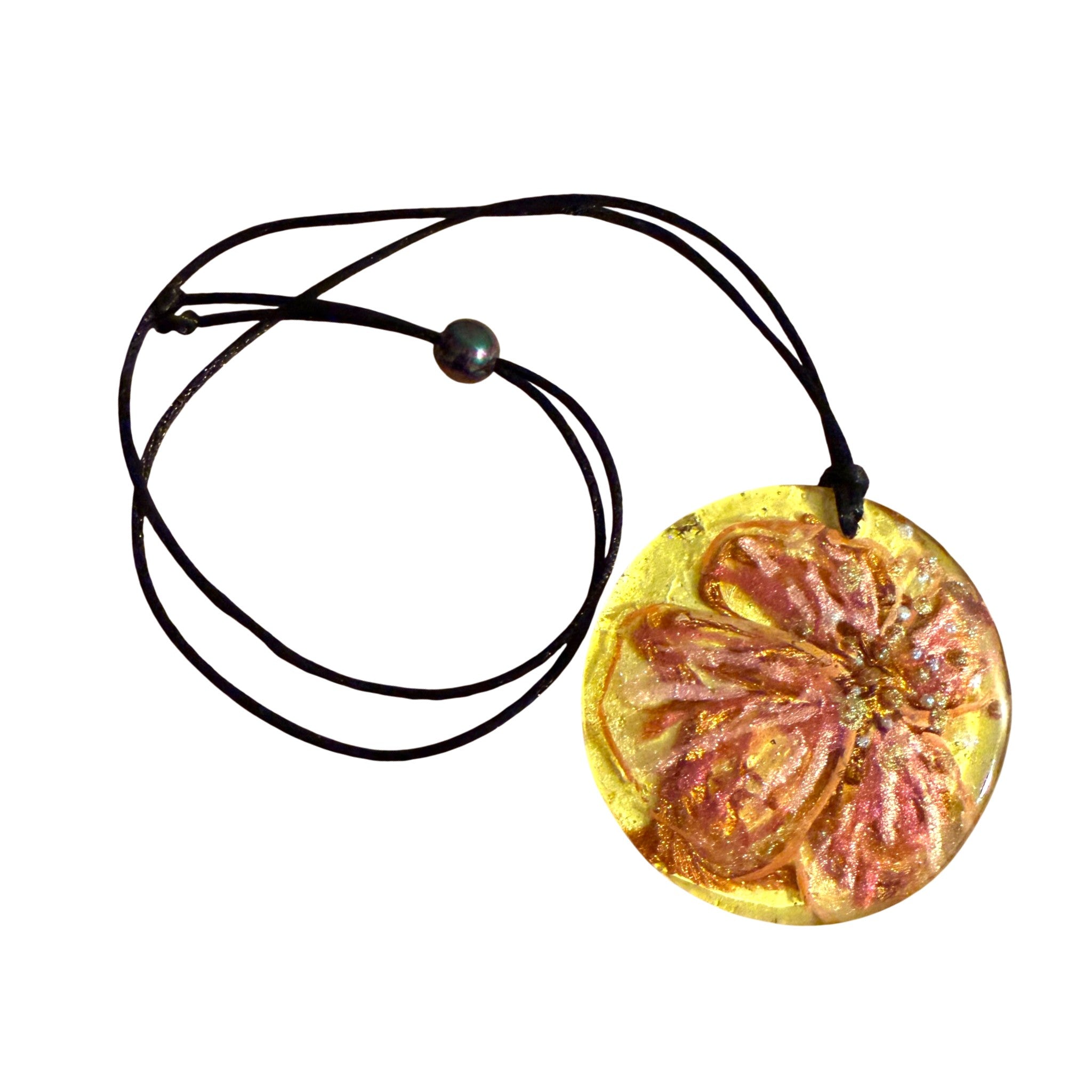 Pink and Copper Flower Pendant