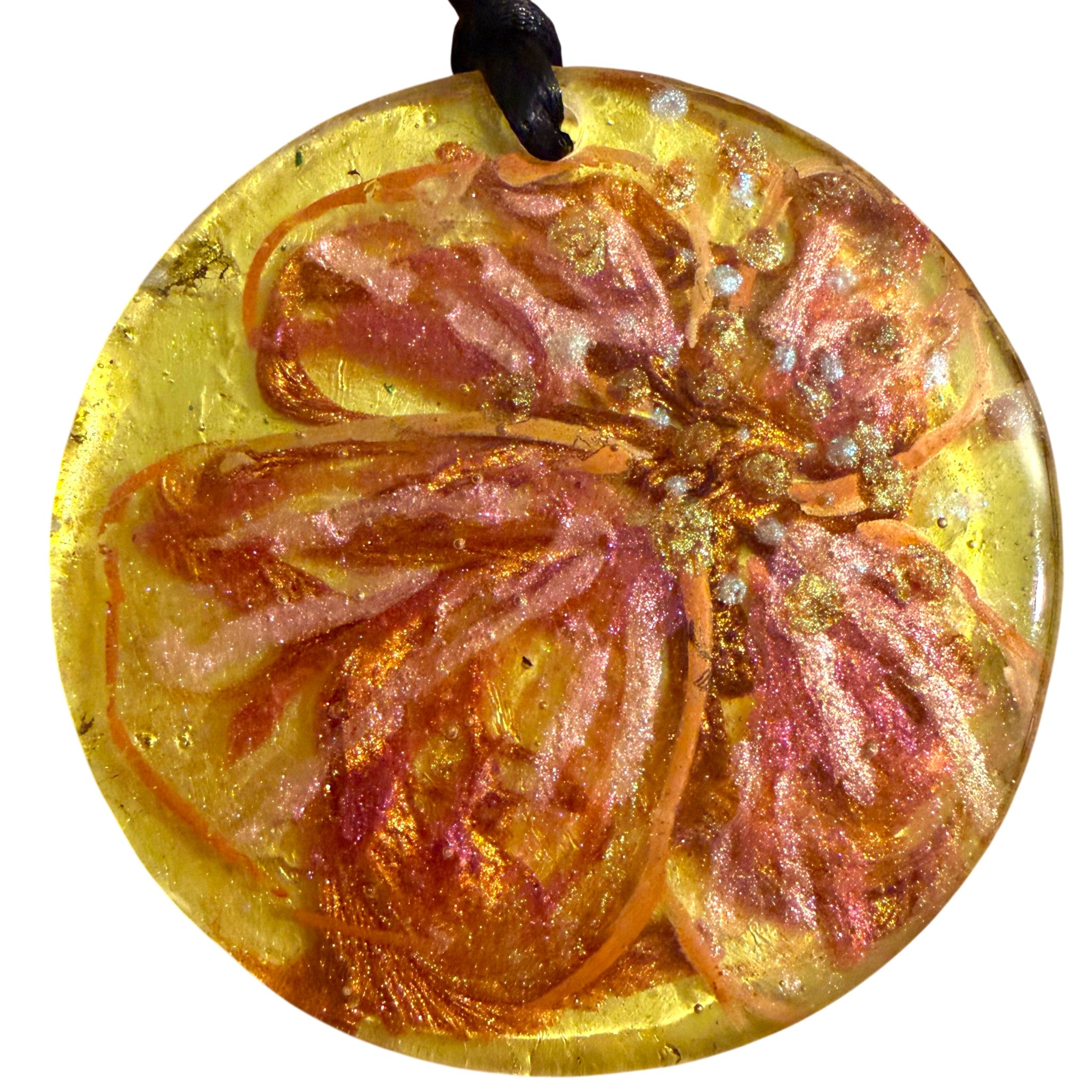 Pink and Copper Flower Pendant