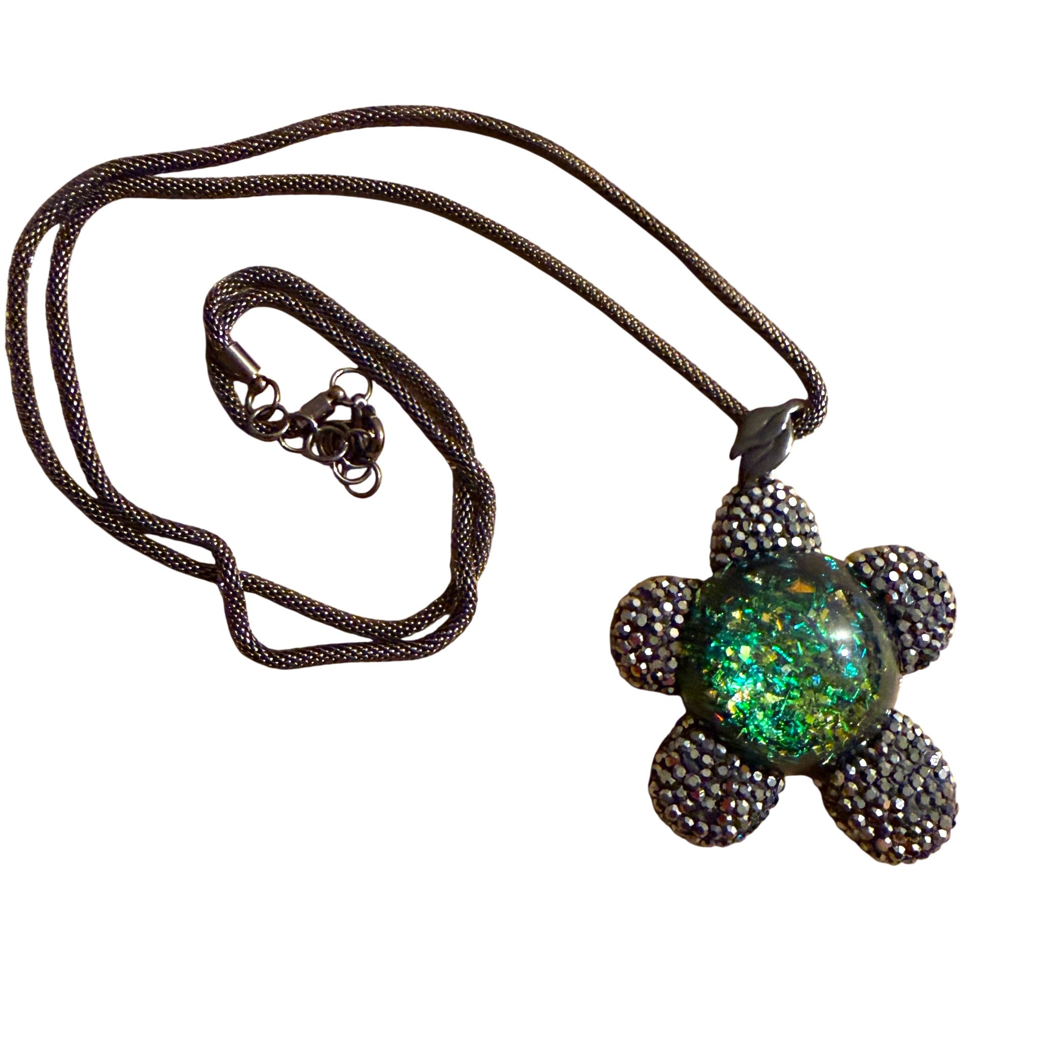 Green Sparkle Dome Austrian Crystal Flower Pendant
