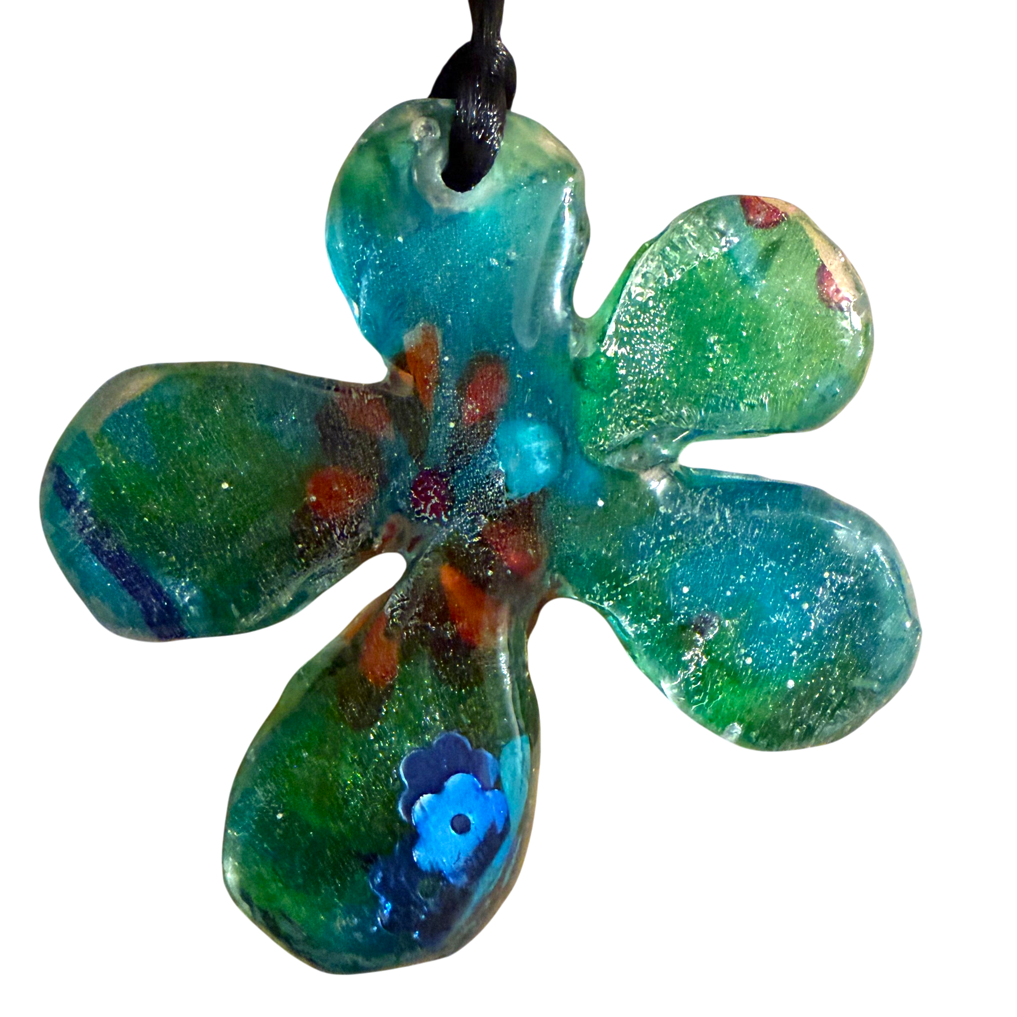 Green Silk Flower Pendant
