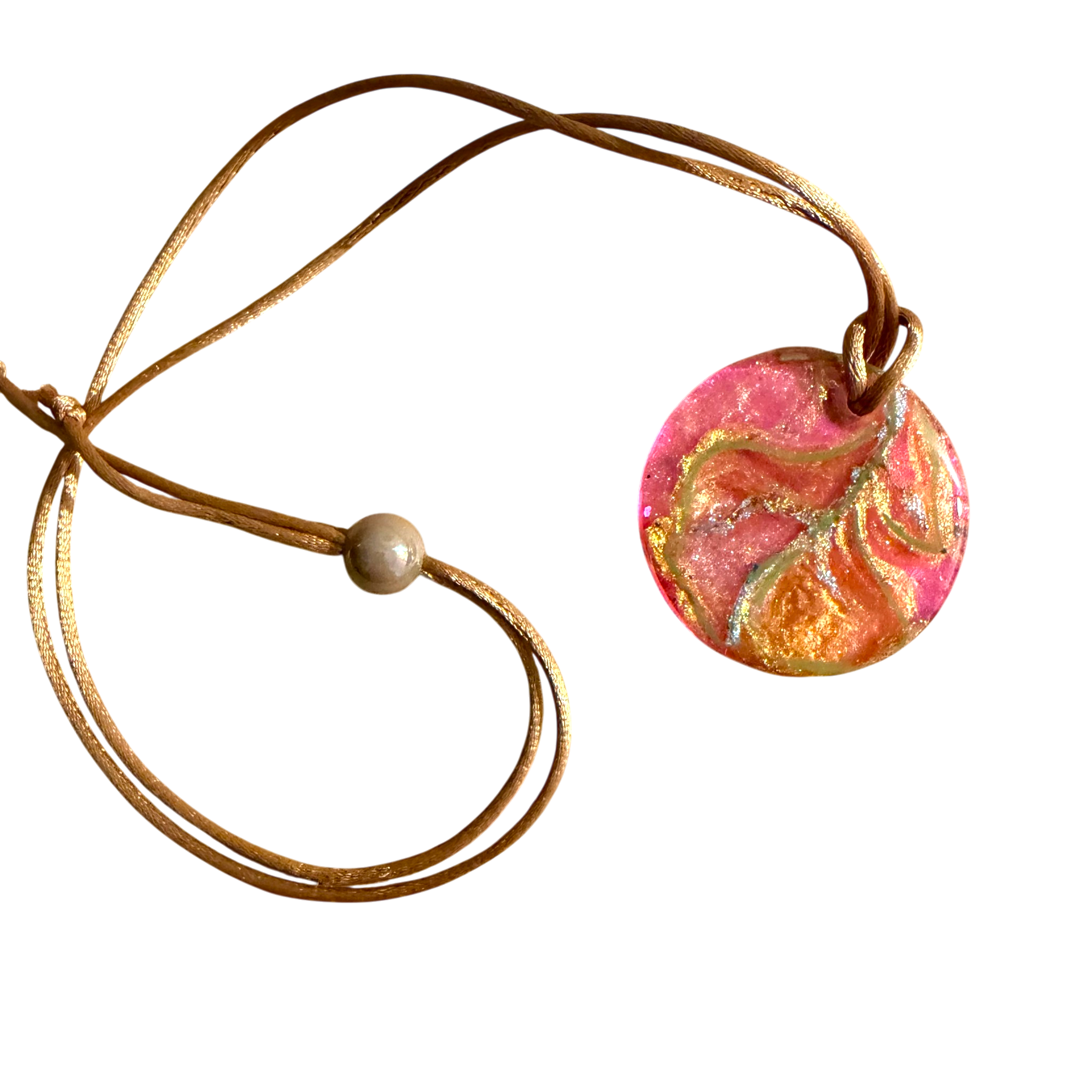 Pink and Gold Leaf Pendant
