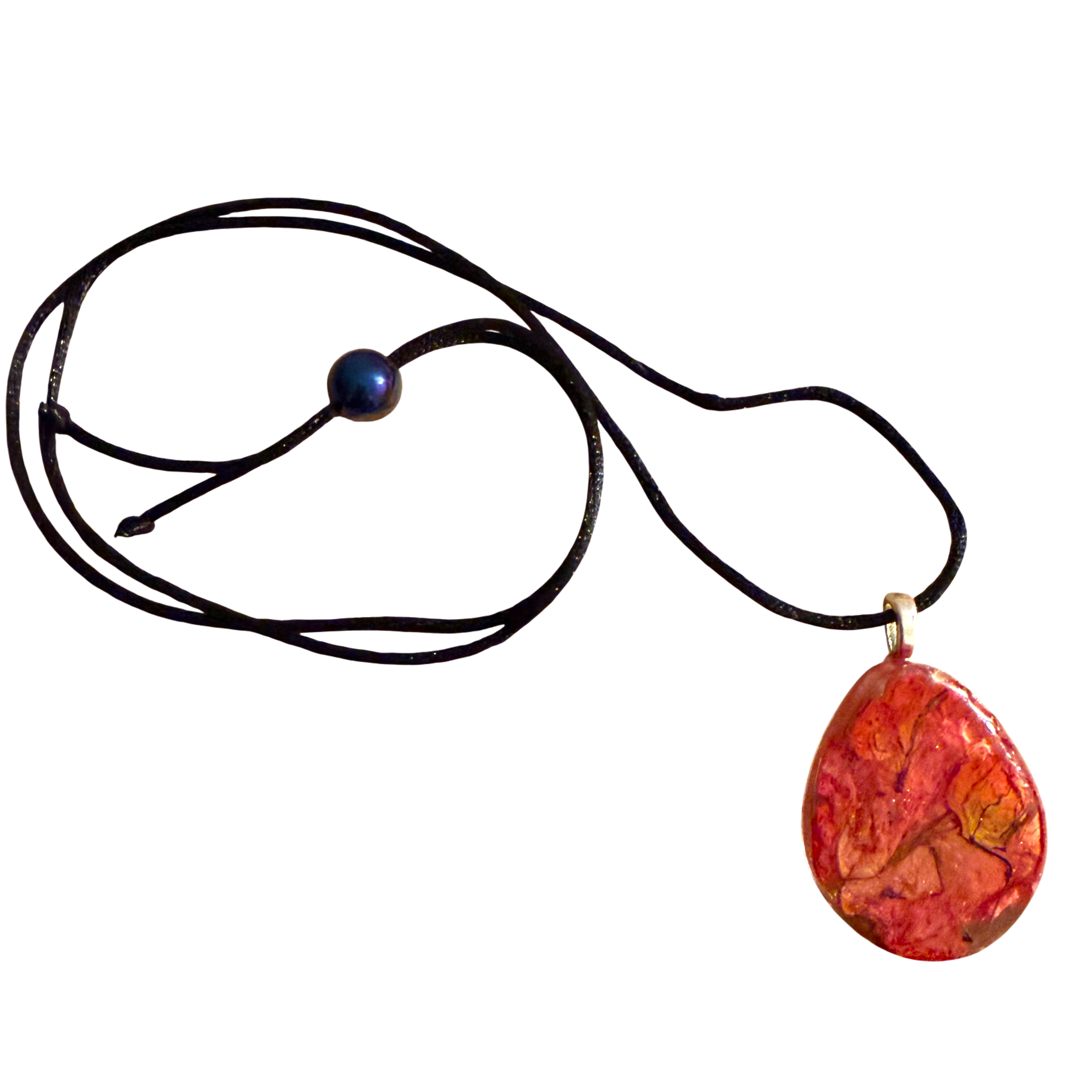 Orangish Pink Bougainvillea Teardrop Pendant