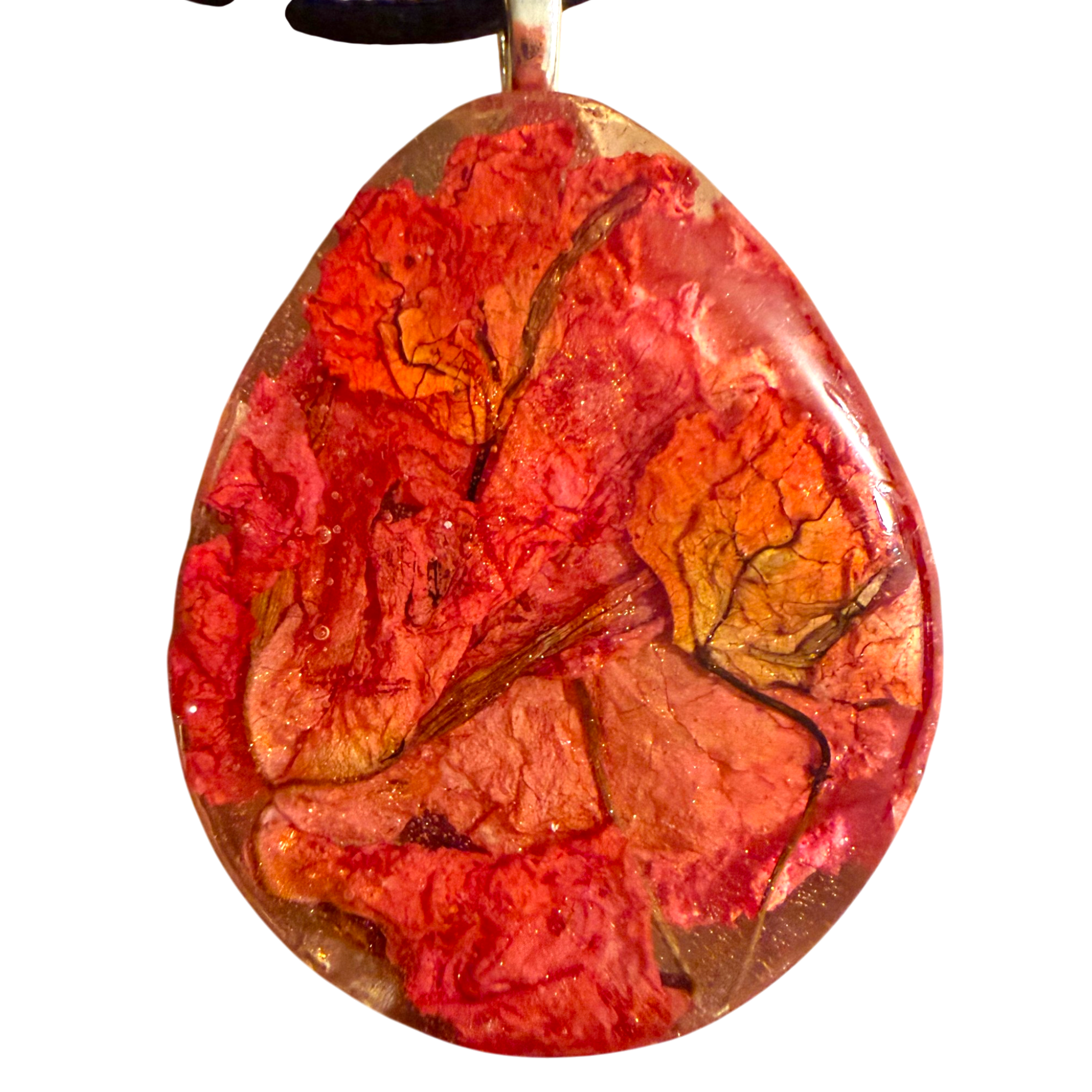 Orangish Pink Bougainvillea Teardrop Pendant