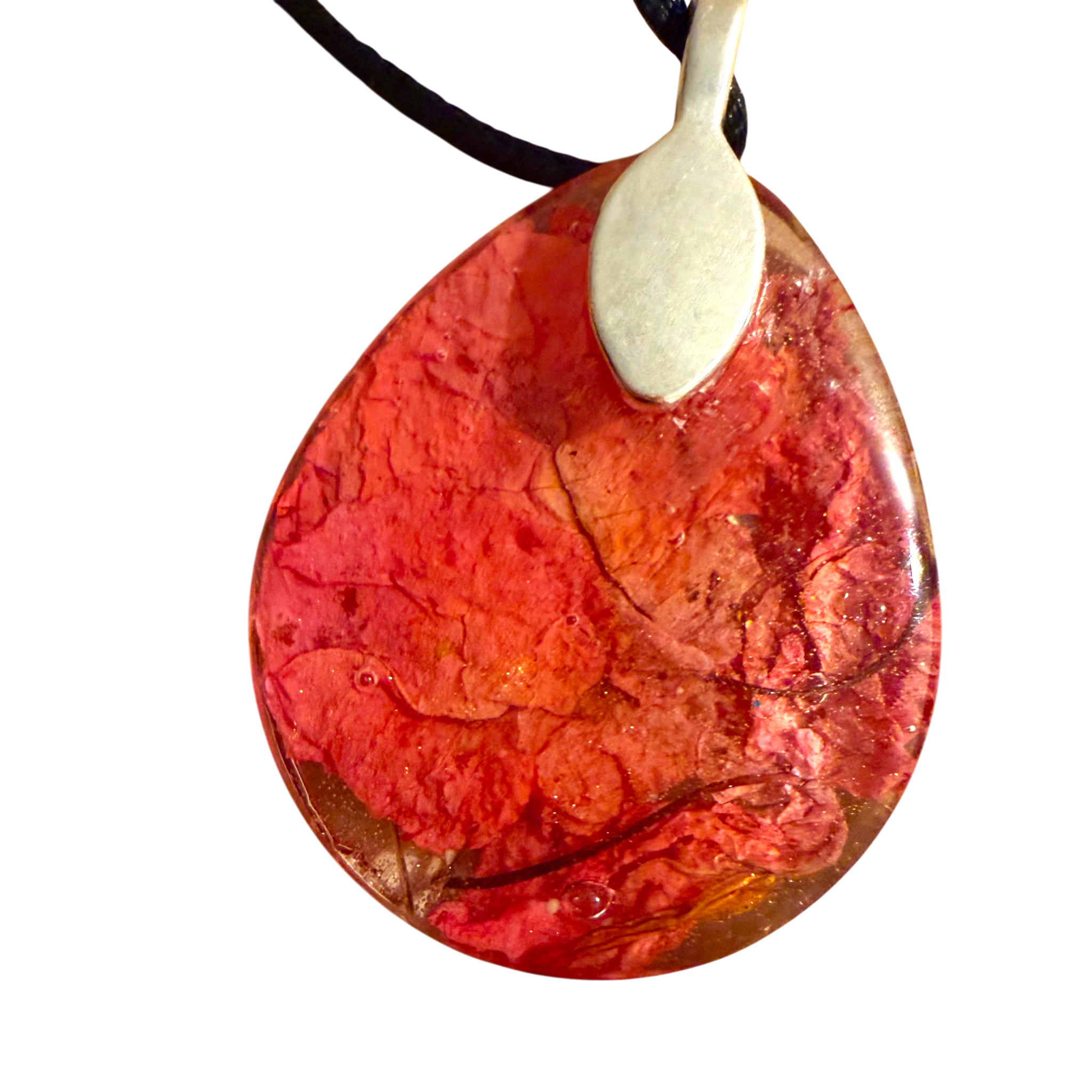Orangish Pink Bougainvillea Teardrop Pendant