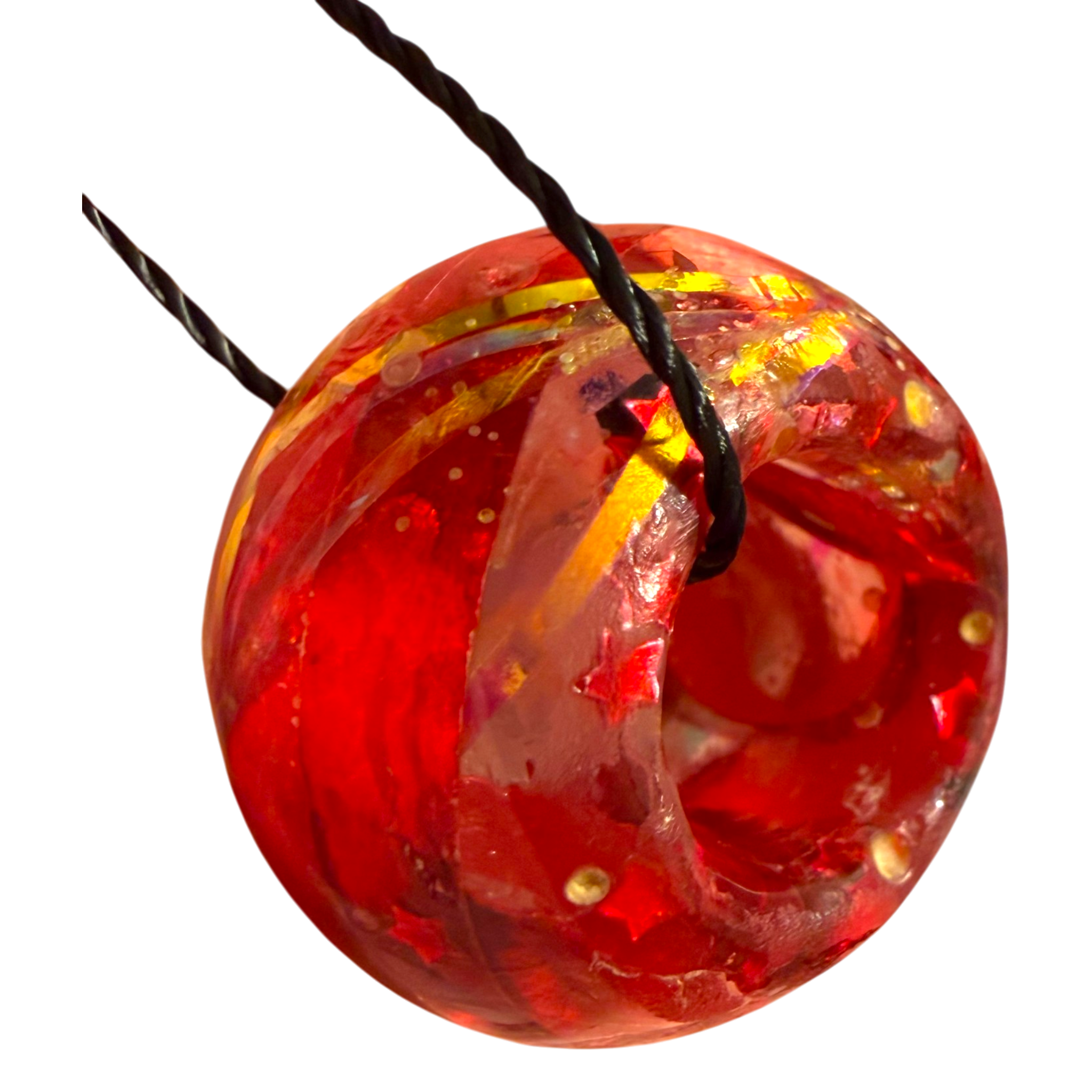 Red & Gold Ribbon Focal Bead