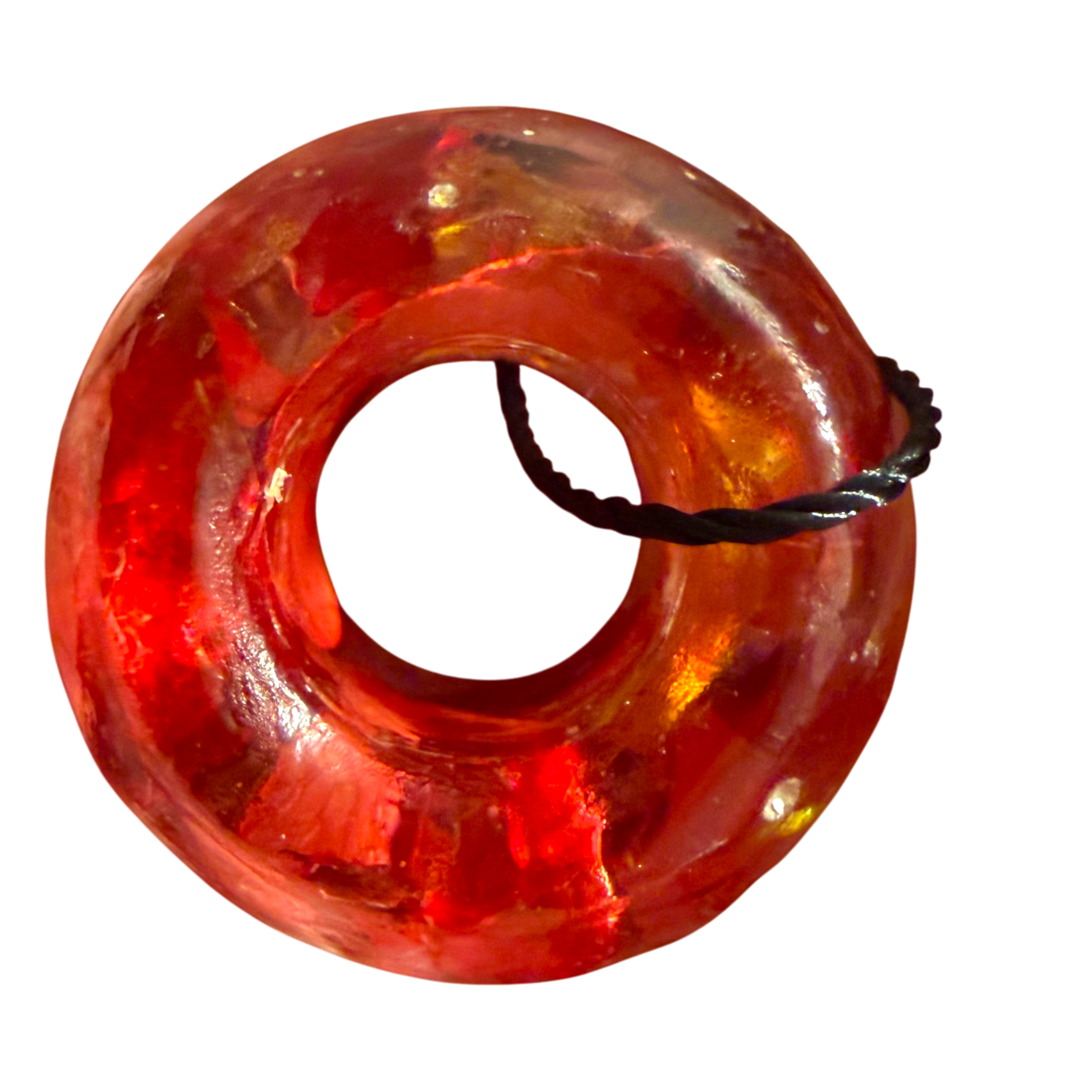 Red & Gold Ribbon Focal Bead