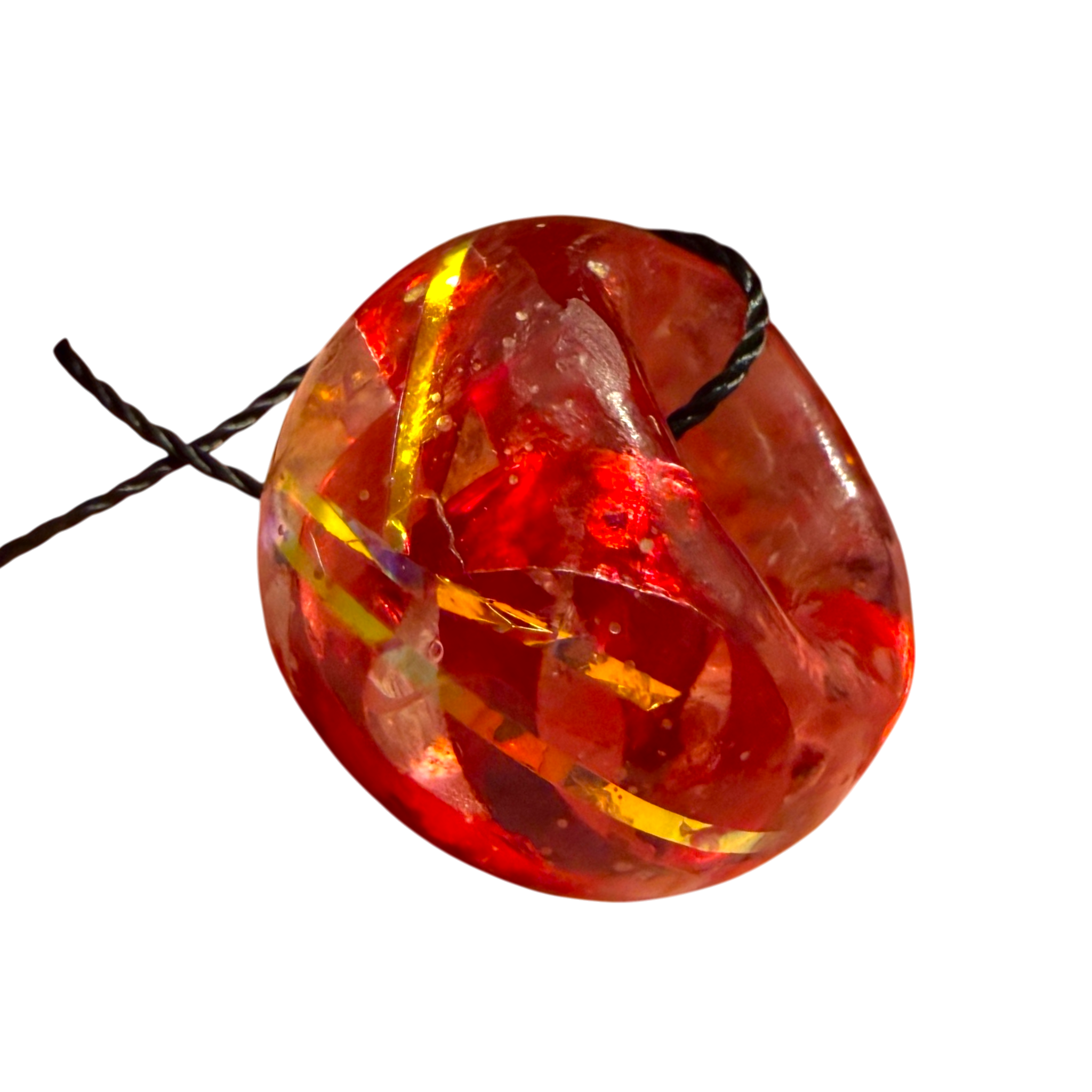 Red & Gold Ribbon Focal Bead