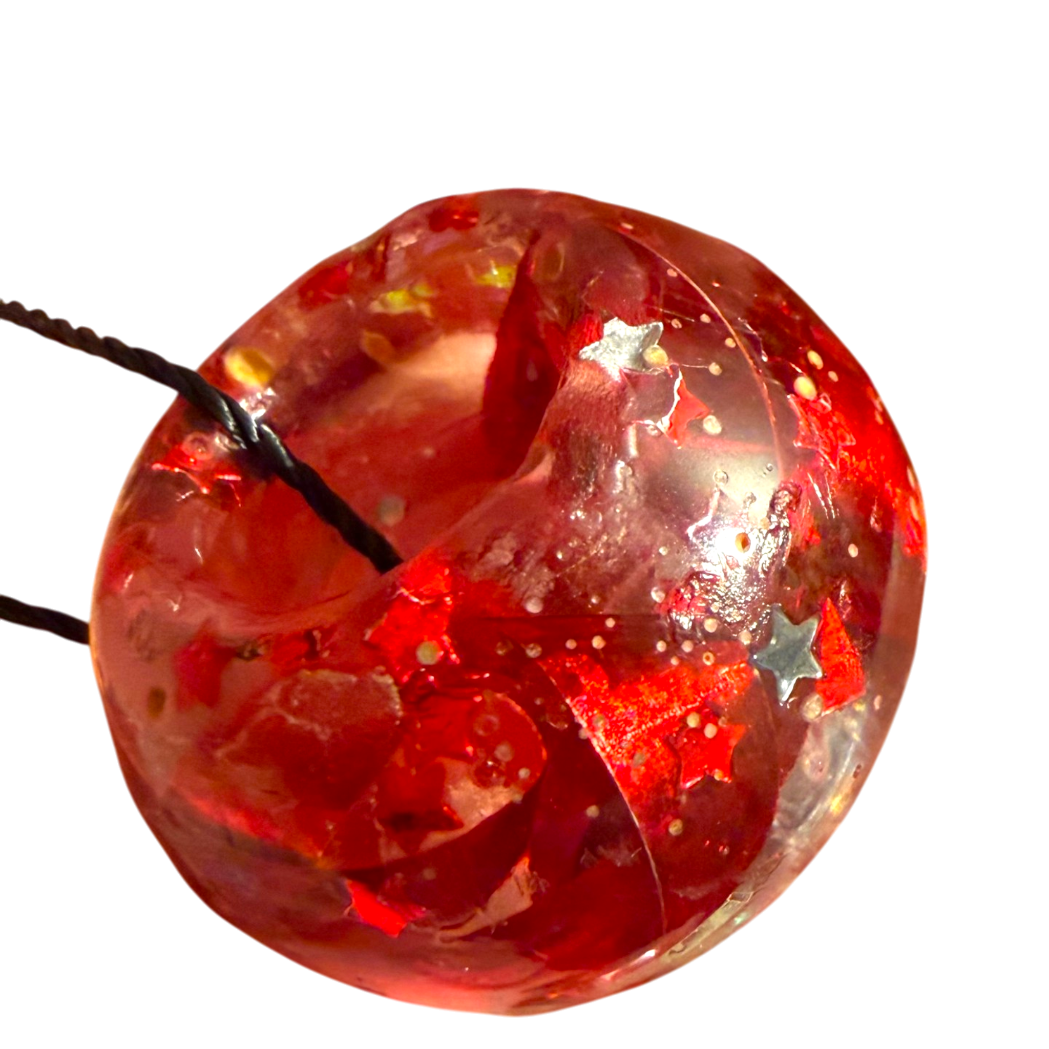 Red & Gold Ribbon Focal Bead