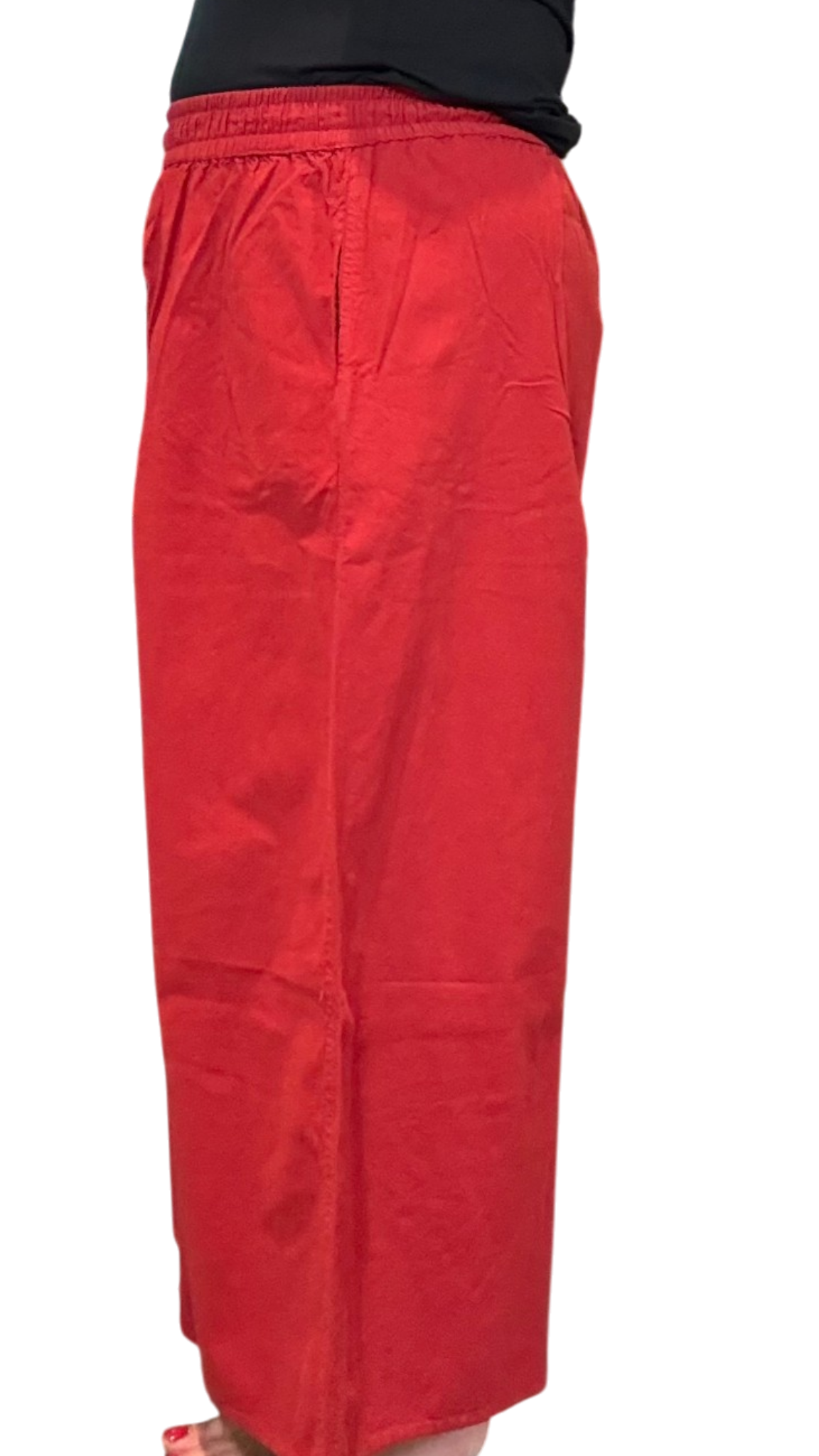 Brick Red Cotton Palazzo Pants
