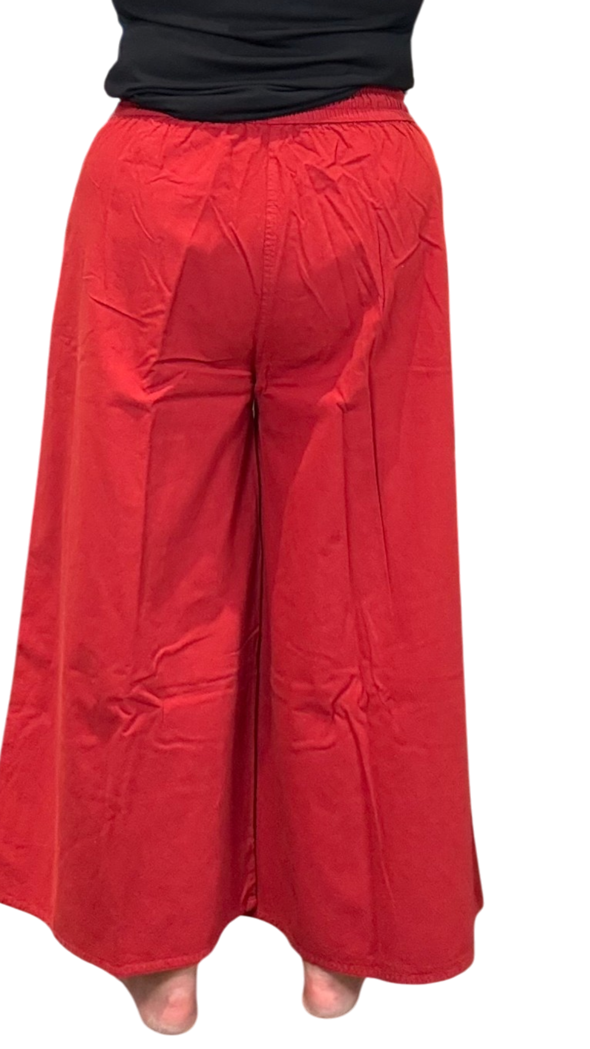 Brick Red Cotton Palazzo Pants