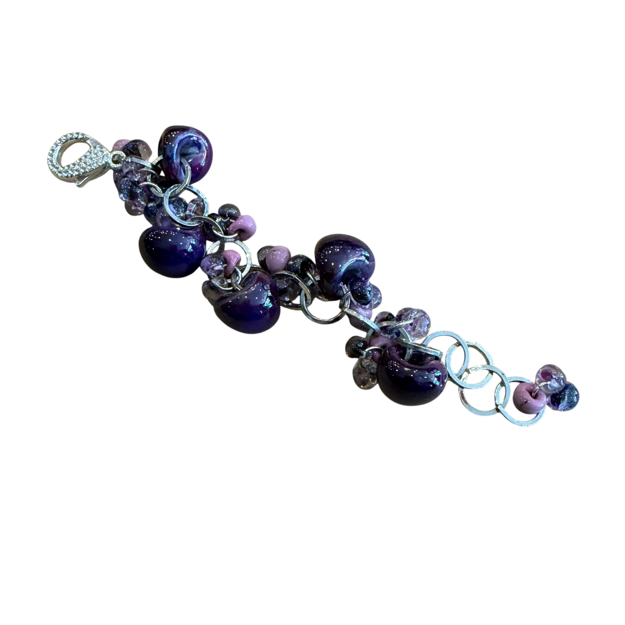 Grapes on the Vine Lampwork Glass Bracelet