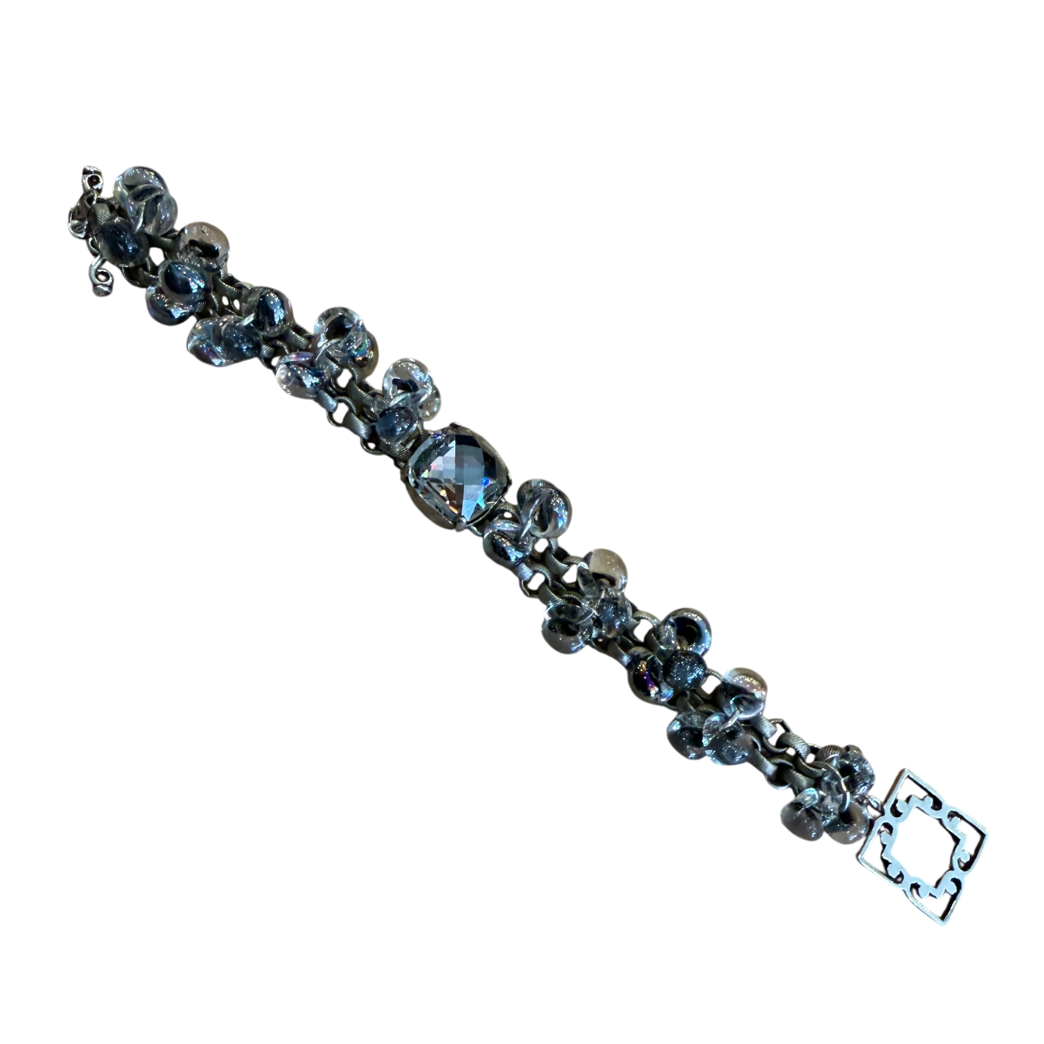 Smoke and Sparkle Glass Bracelet