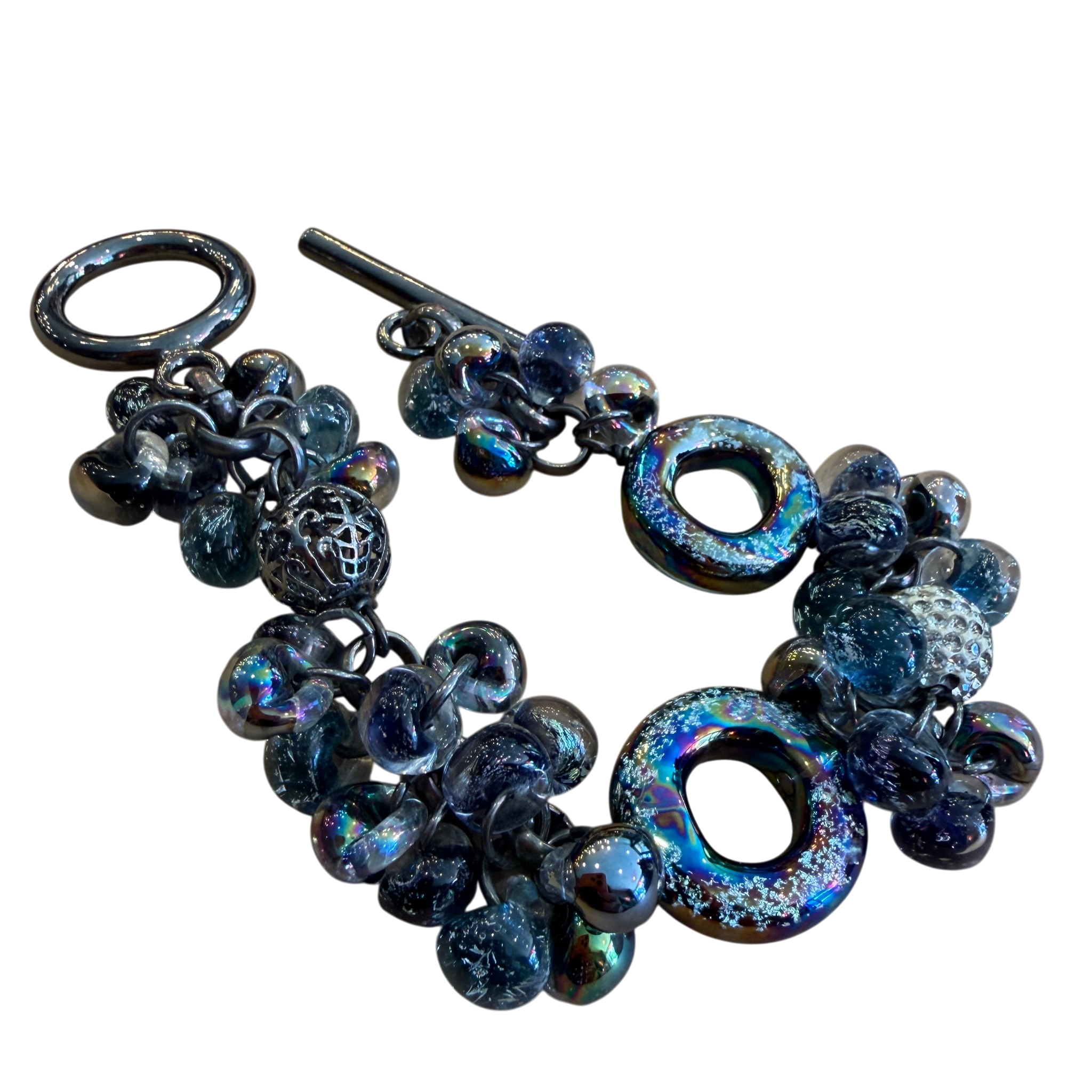 Opalescent Blue Glass Bracelet