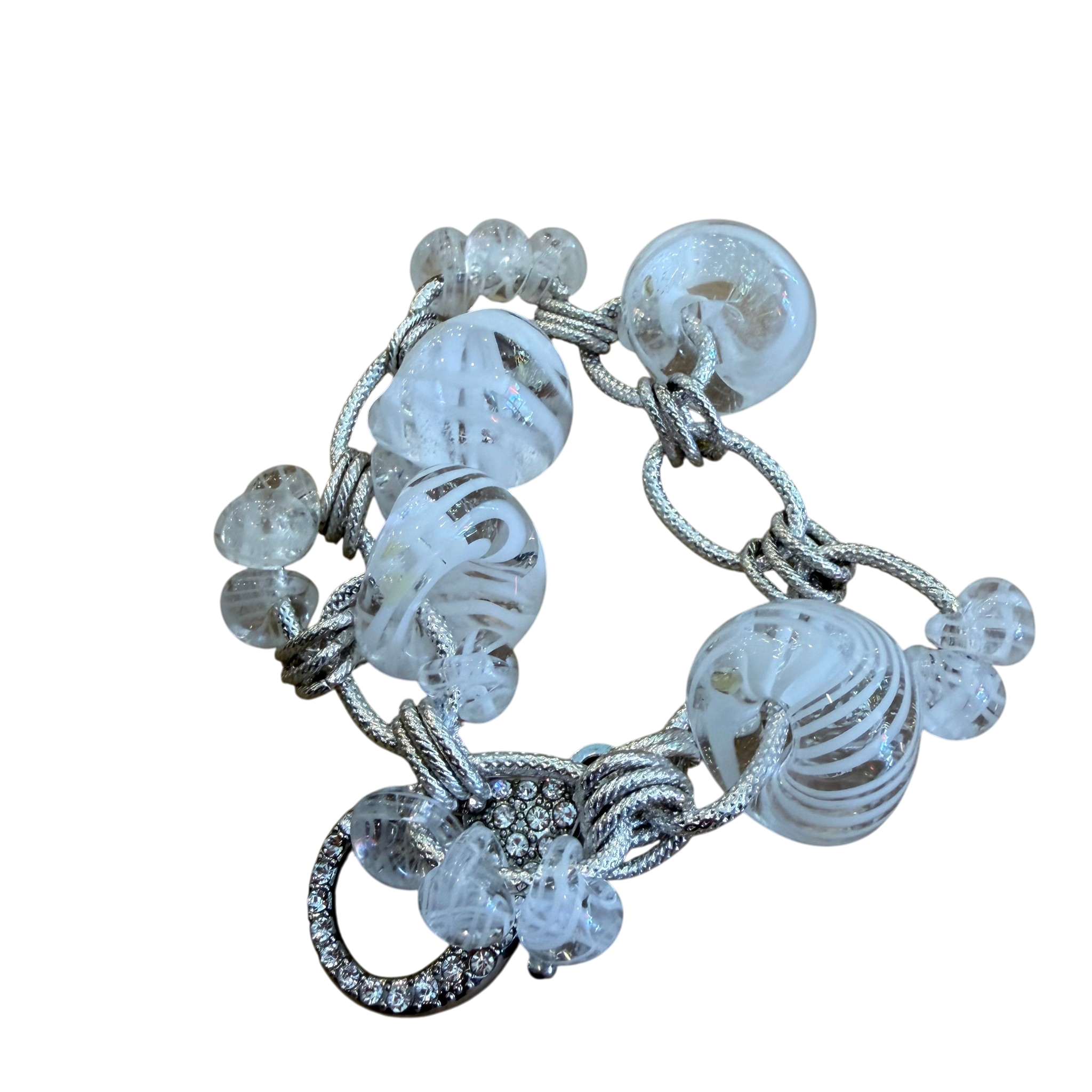 White Ribbons Glass Bracelet