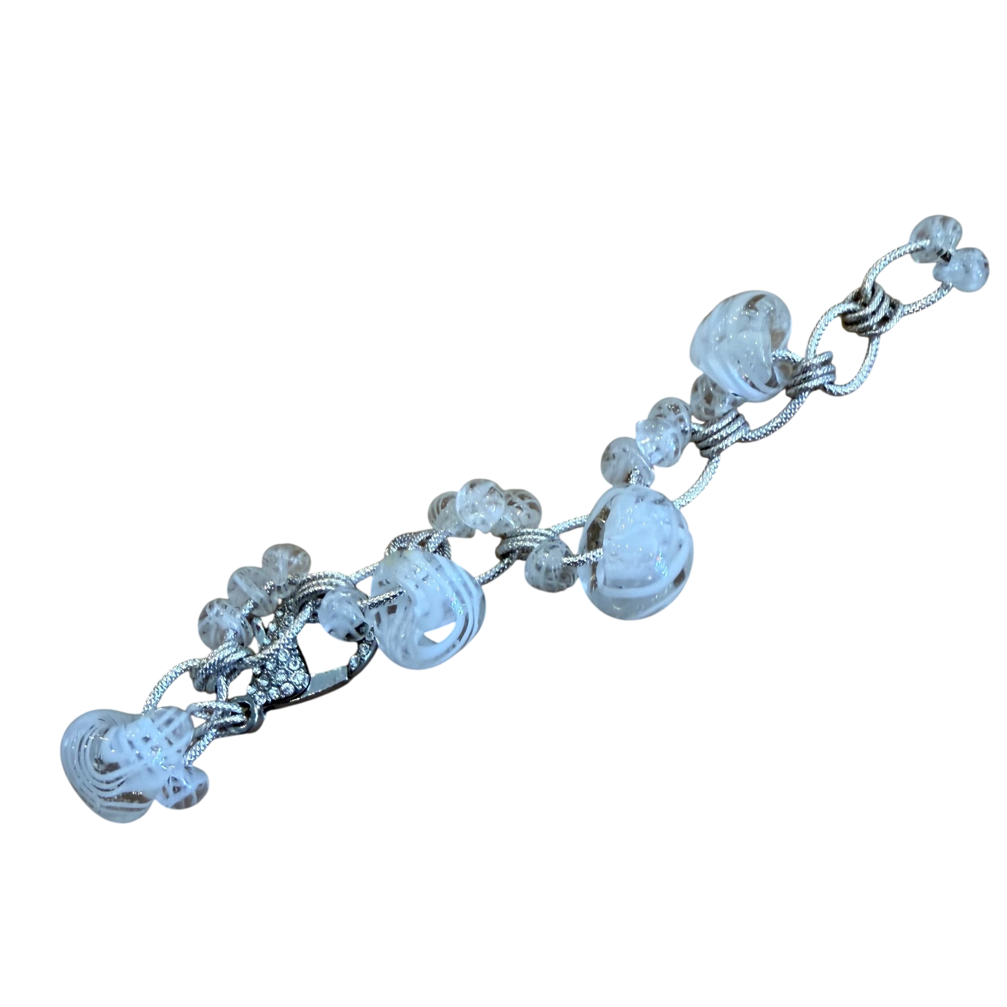 White Ribbons Glass Bracelet