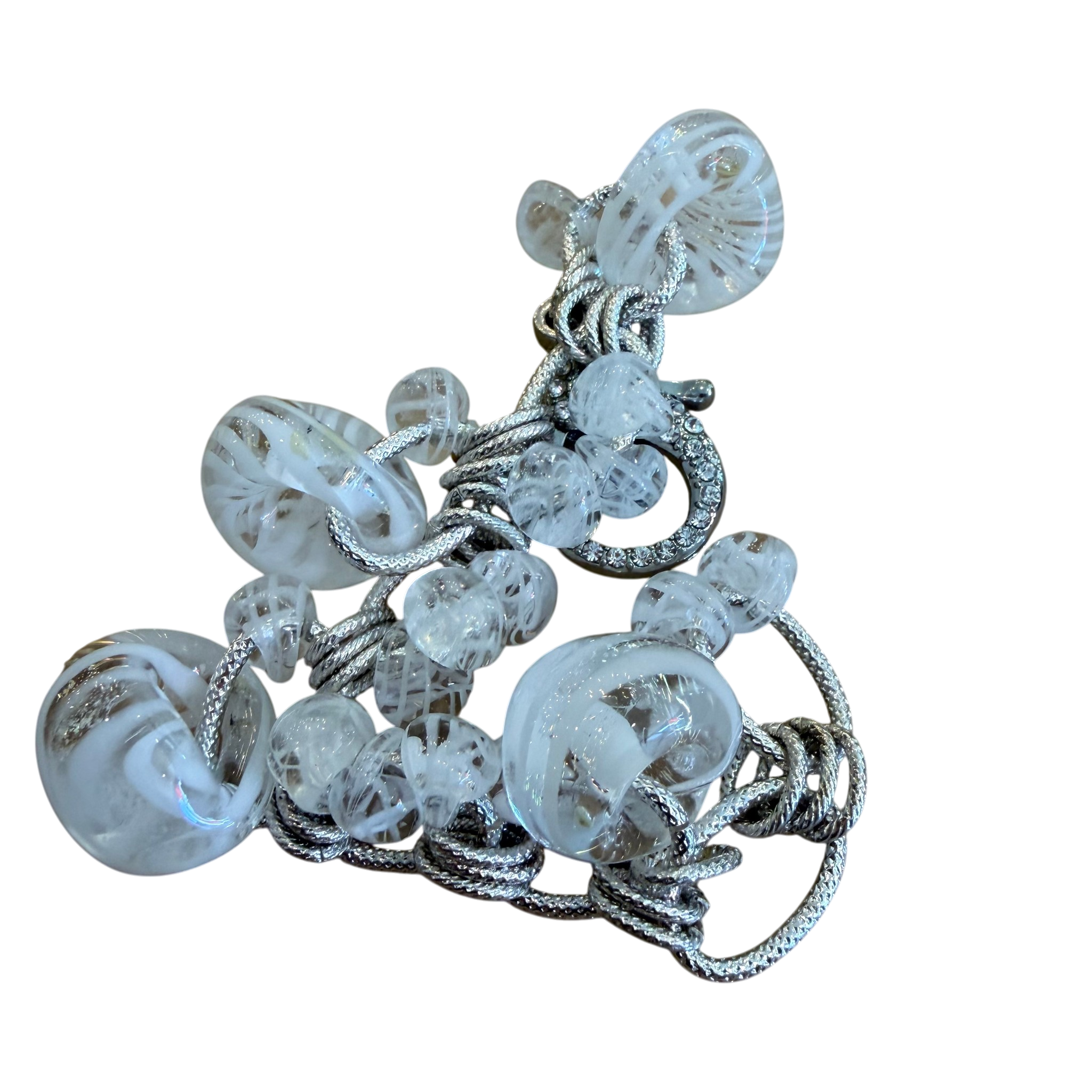 White Ribbons Glass Bracelet