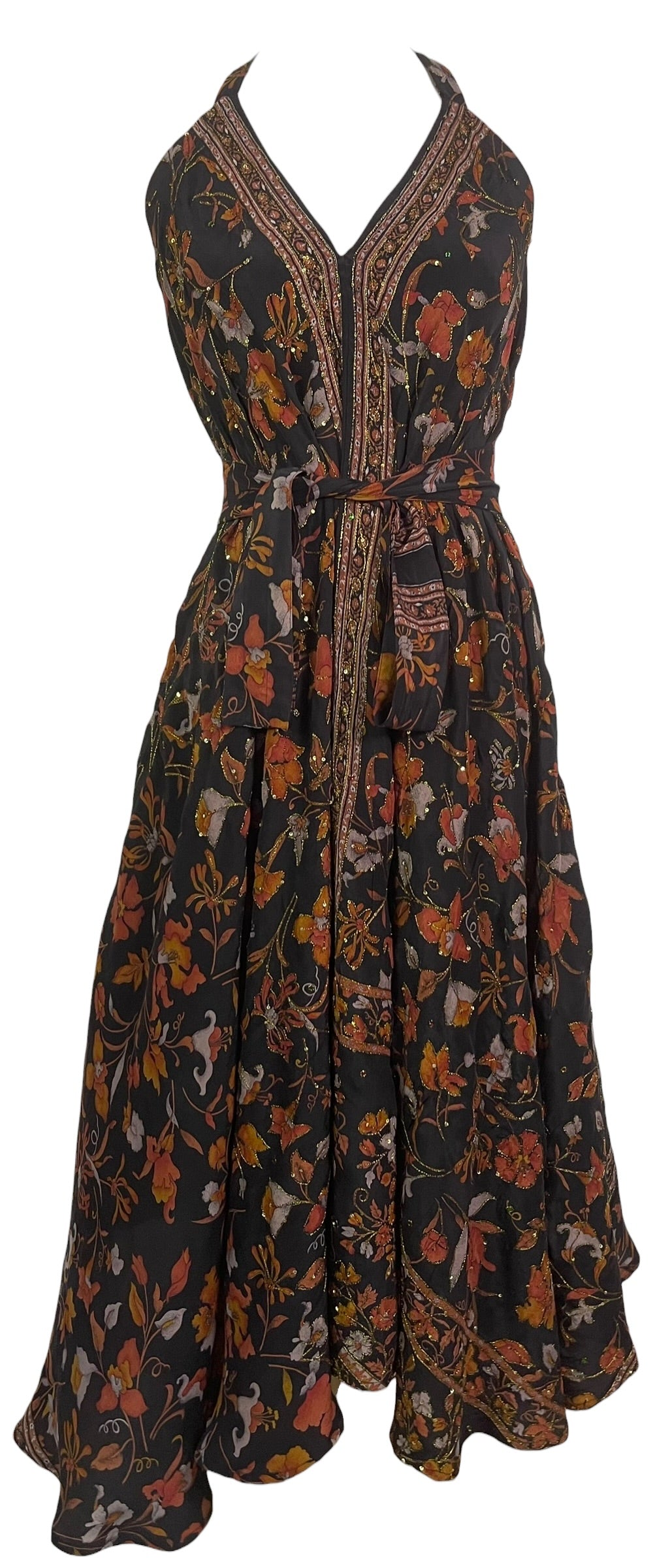 PRC8988 Avatar Pure Silk Maxi Dress with Belt