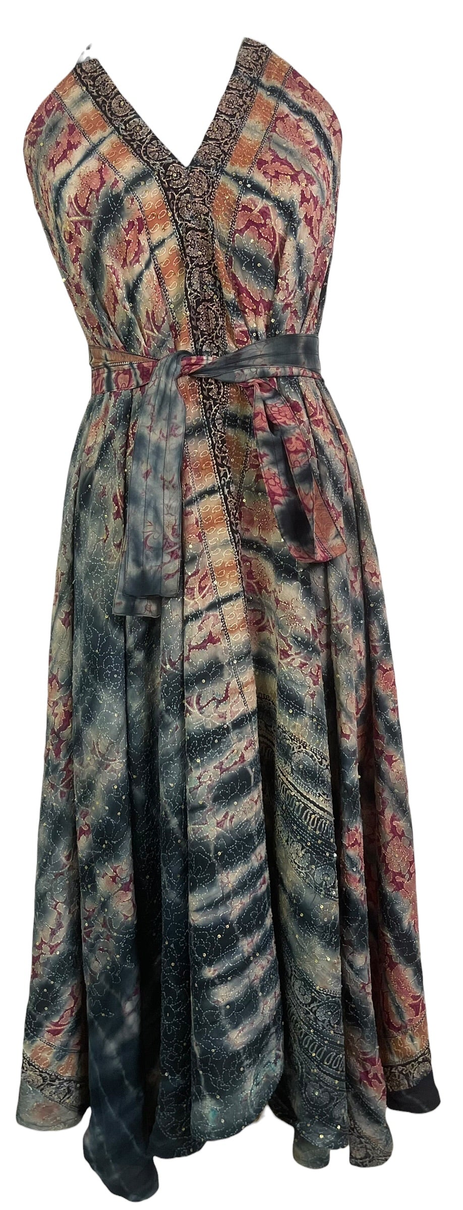 PRC8998 Avatar Pure Silk Maxi Dress with Belt